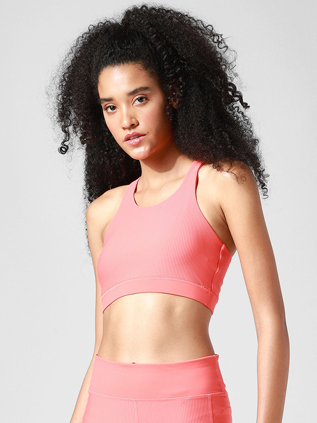 Coral Cross Back Co-Ord Sports Bra
