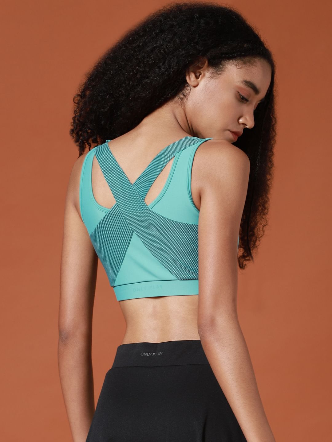 Blue Cross Back Sports Bra