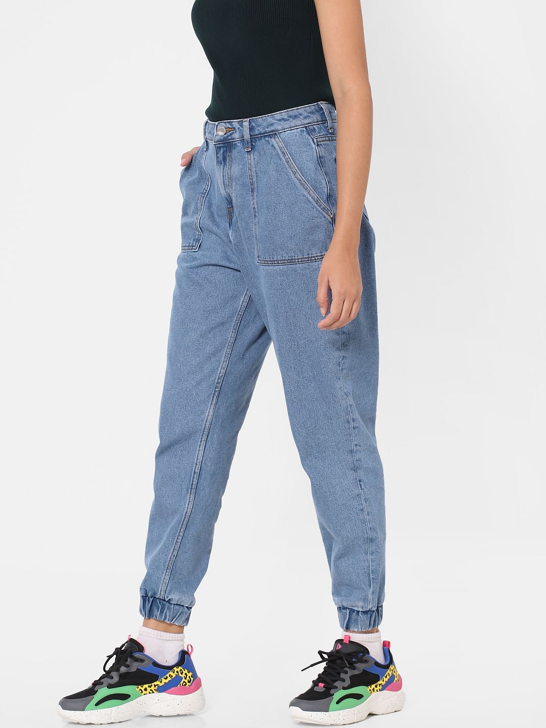 Blue High Rise Joggers