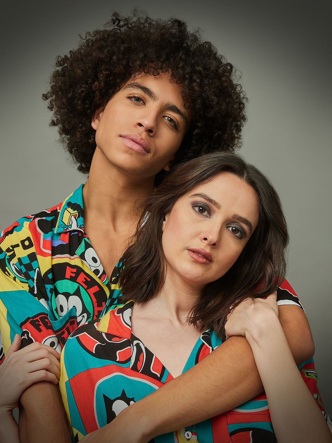 Only X Felix The Cat Black Colourblocked Unisex Shirt