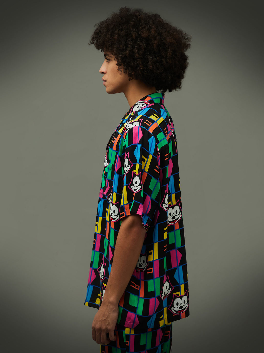 Only X Felix The Cat Black Printed Unisex Co-Ord Shirt