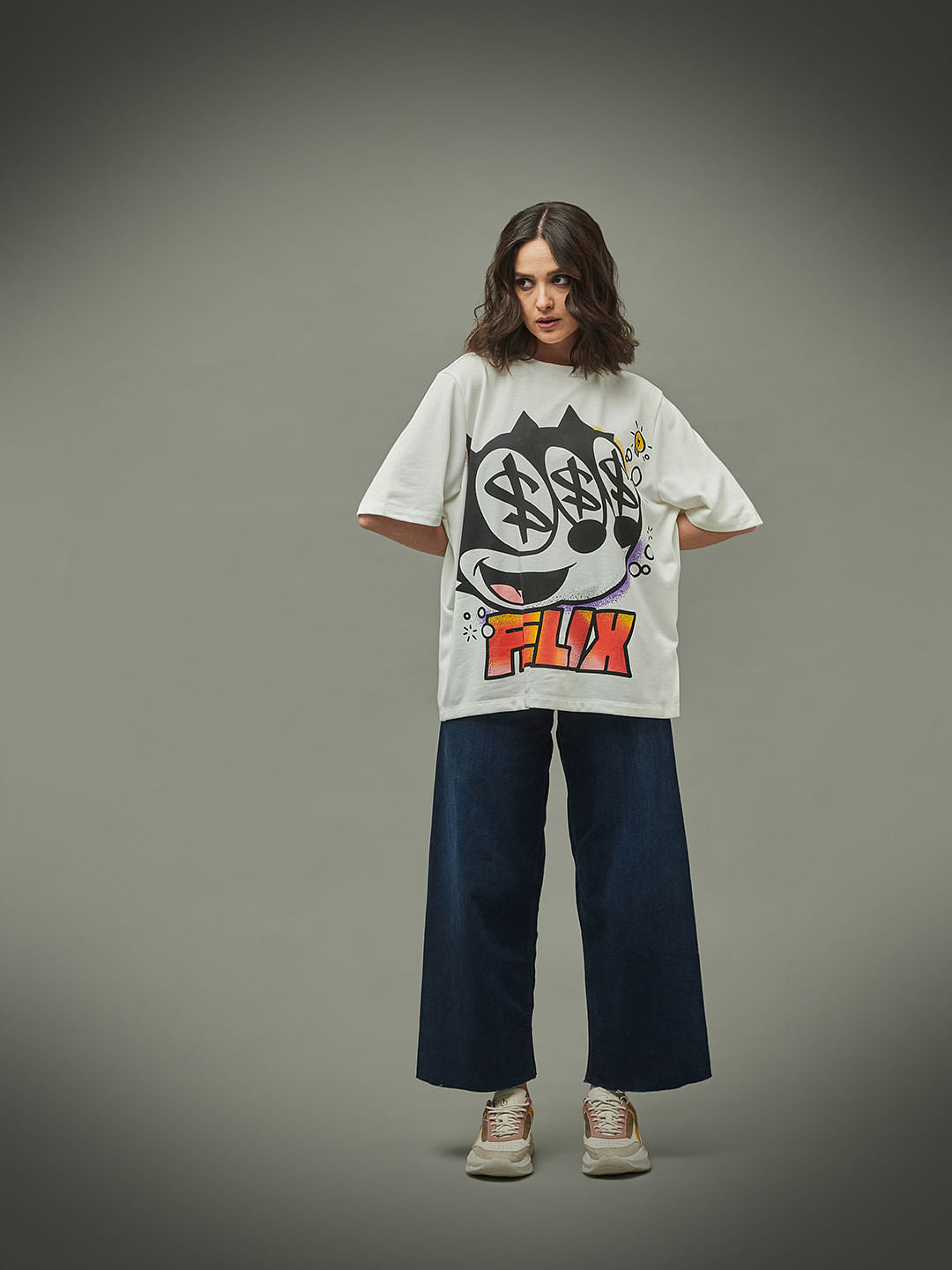 Only X Felix The Cat White Graphic Print Unisex T-Shirt