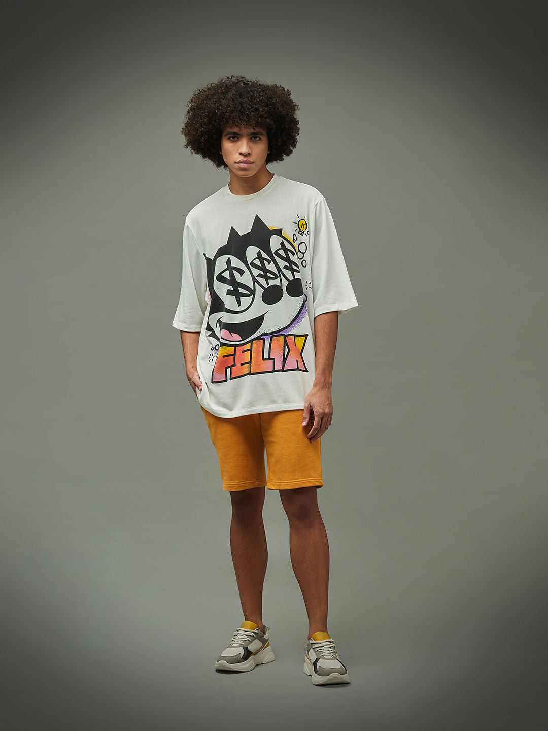 Only X Felix The Cat White Graphic Print Unisex T-Shirt