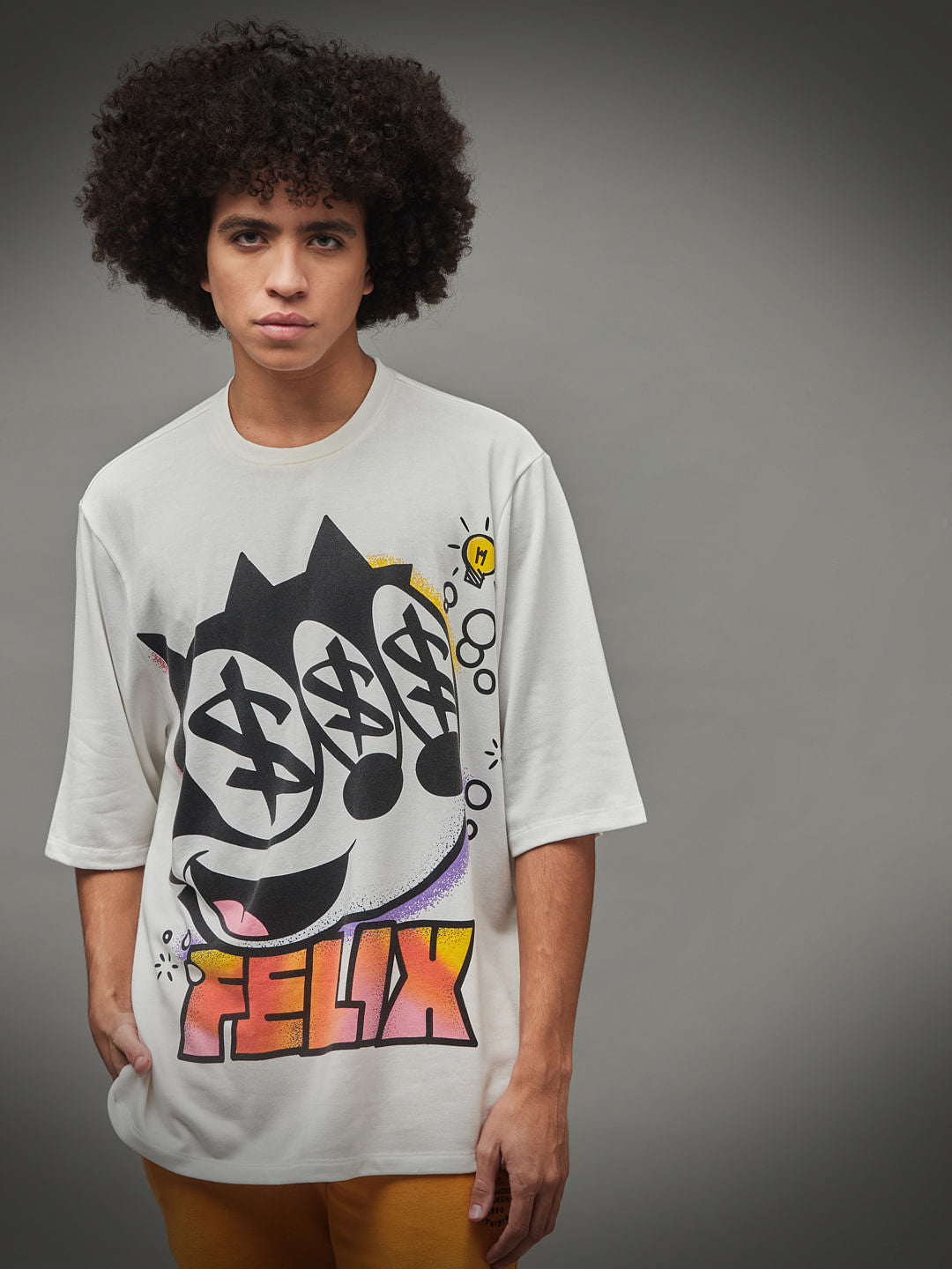 Only X Felix The Cat White Graphic Print Unisex T-Shirt