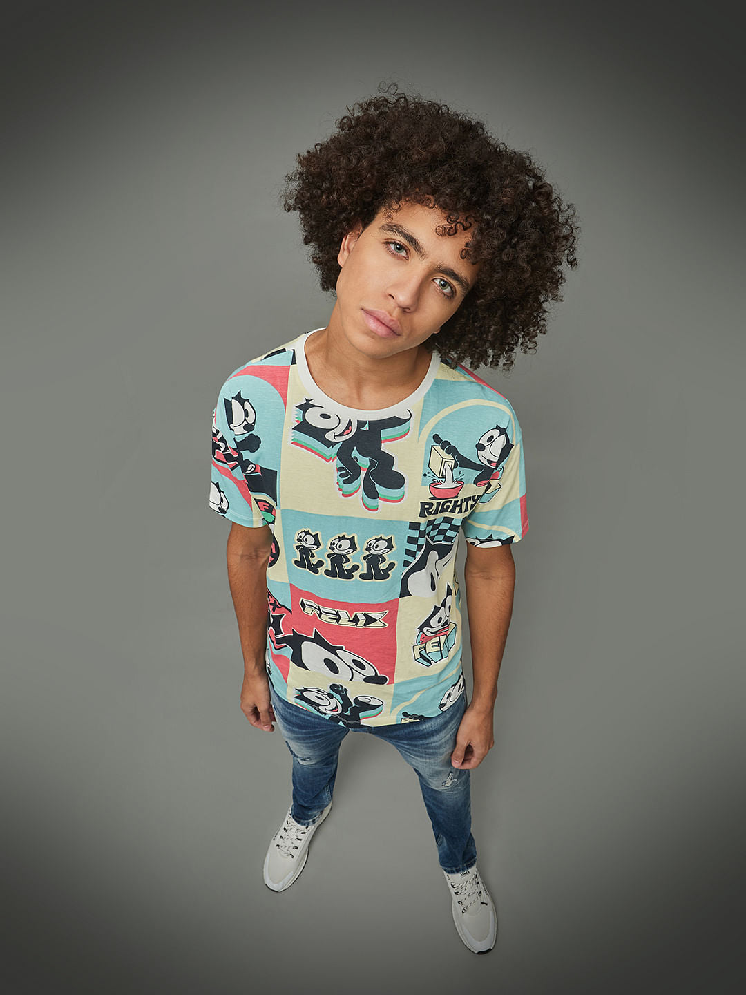 Only X Felix The Cat White Graphic Print Unisex T-Shirt