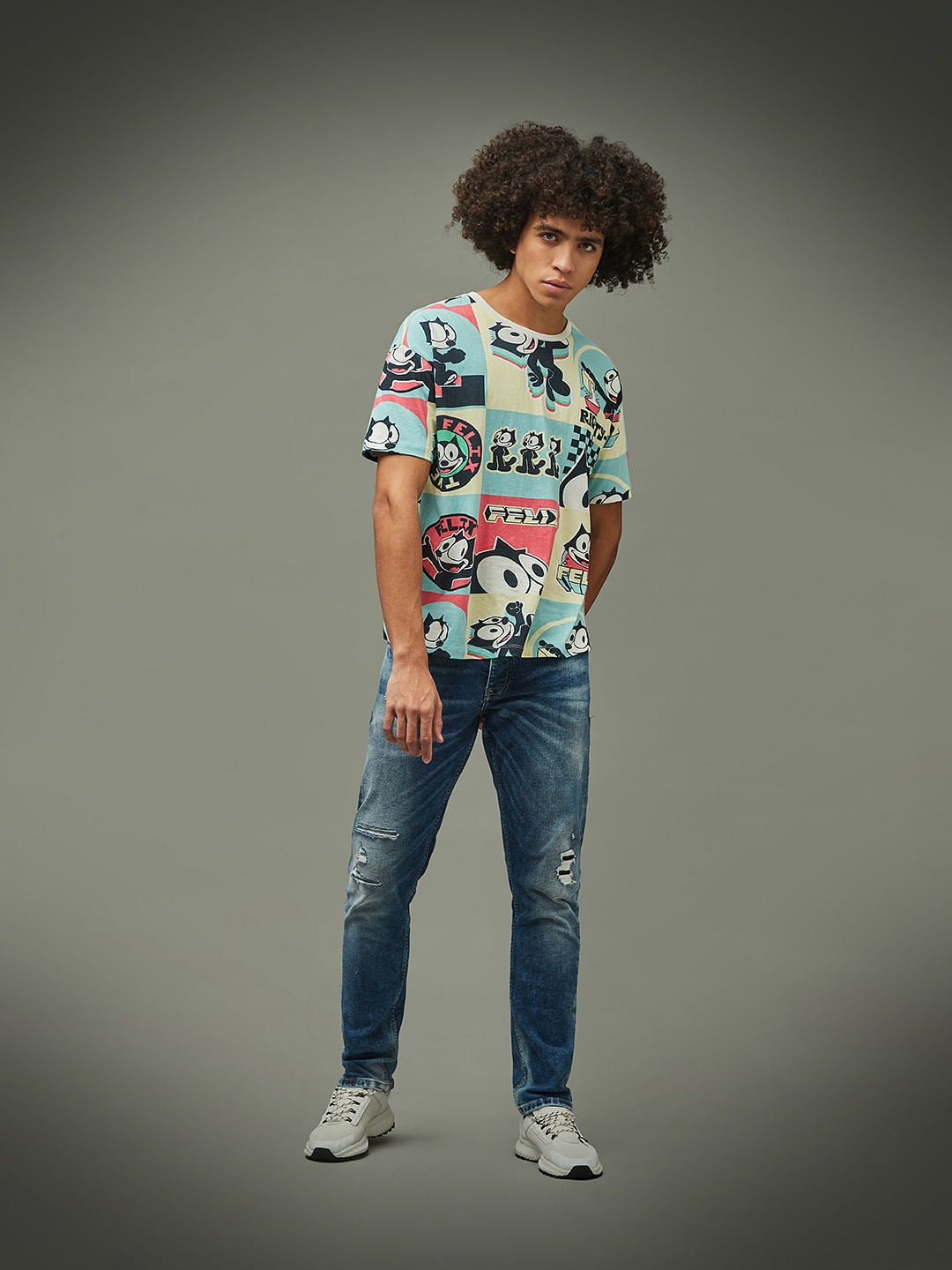 Only X Felix The Cat White Graphic Print Unisex T-Shirt