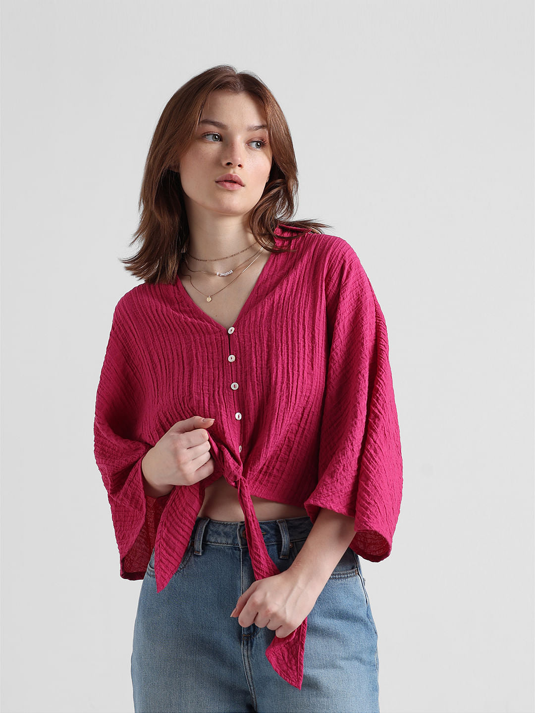 Dark Pink Textured Top