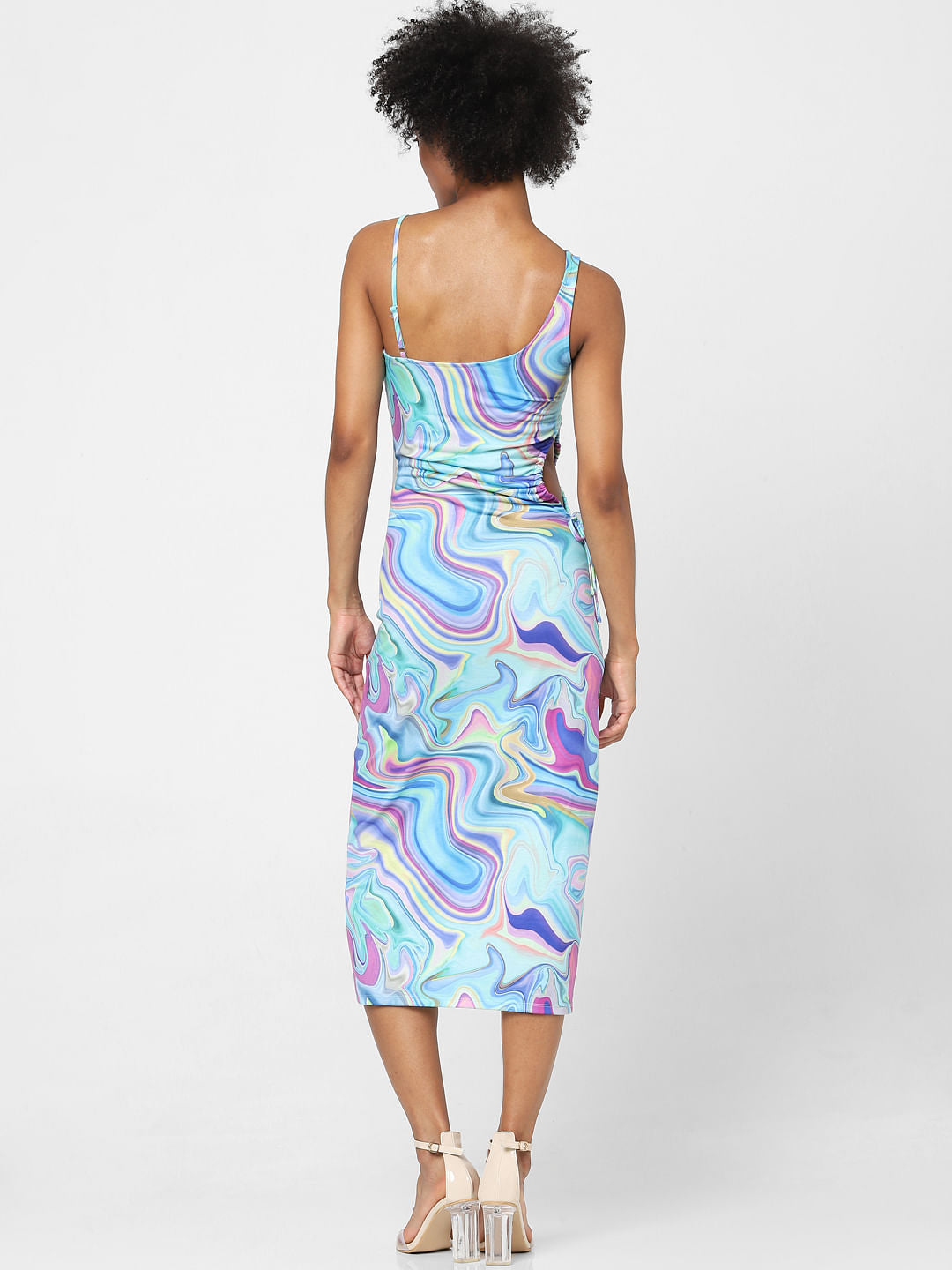 Blue Marble Print Bodycon Dress