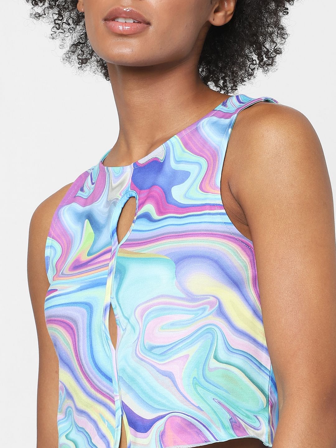 Blue Marble Print Co-Ord Top