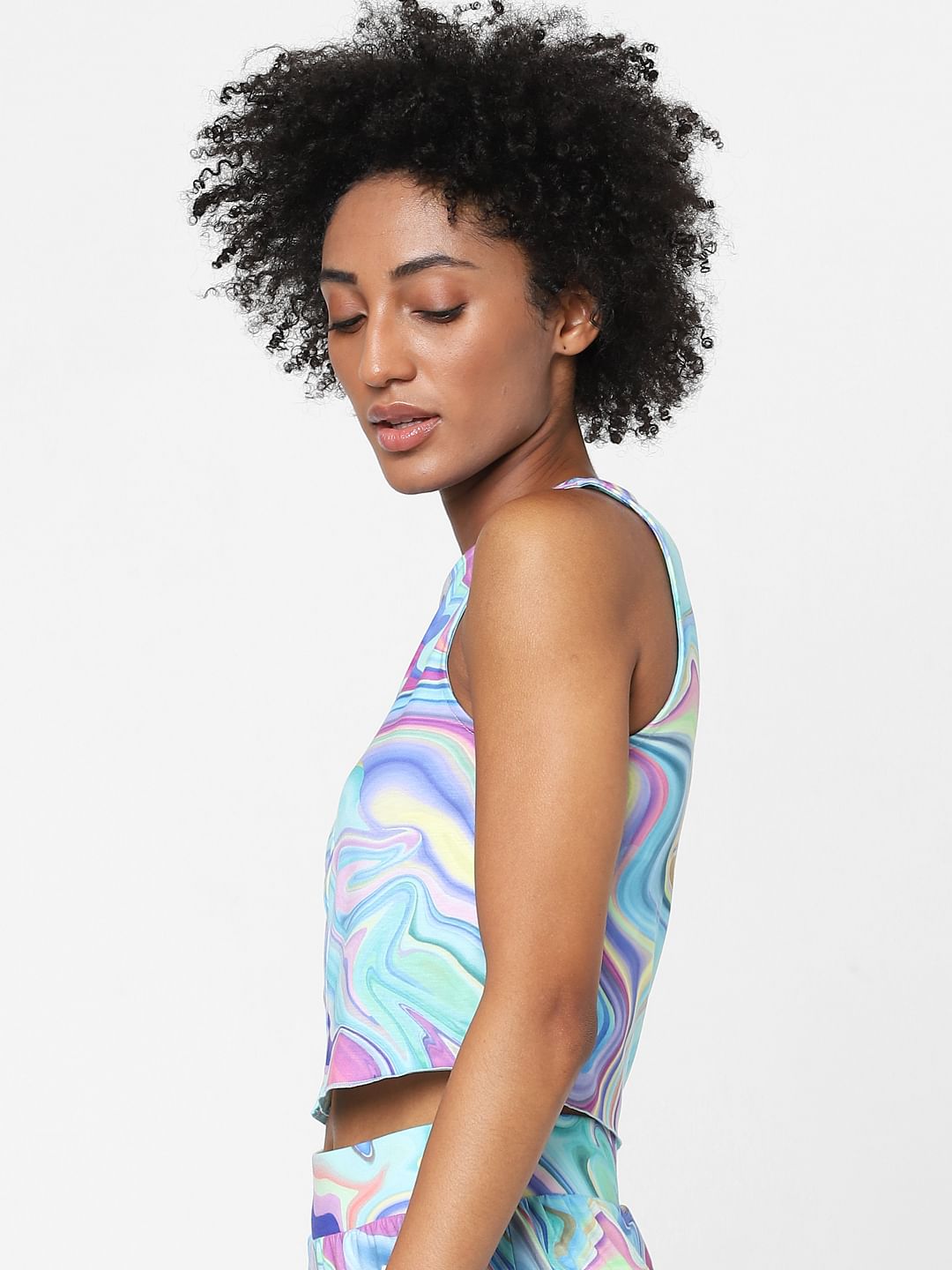 Blue Marble Print Co-Ord Top