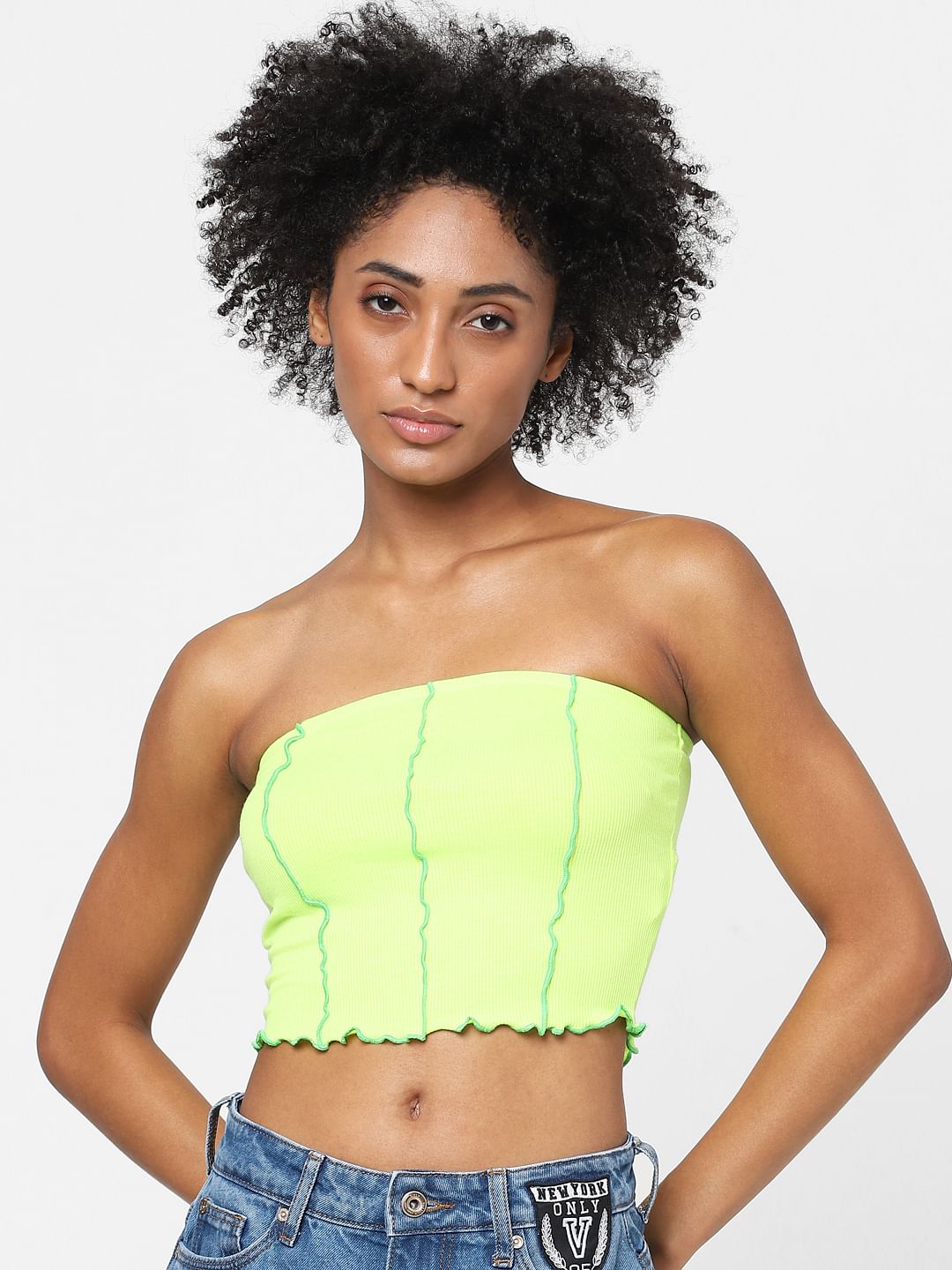 Yellow Off Shoulder Crop Top
