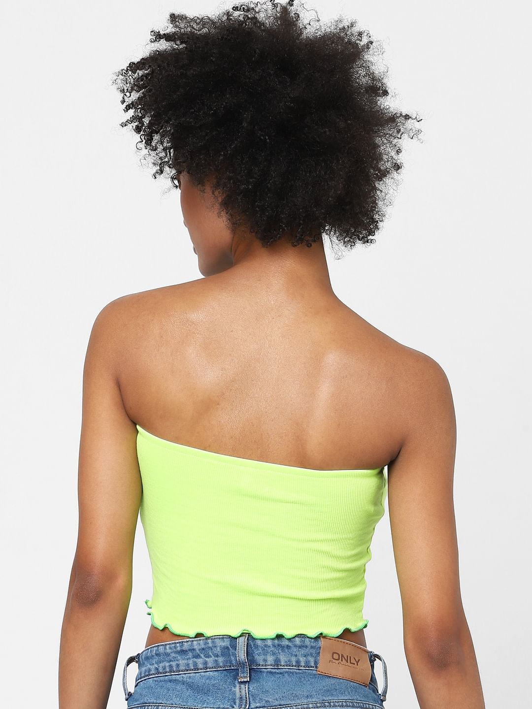 Yellow Off Shoulder Crop Top