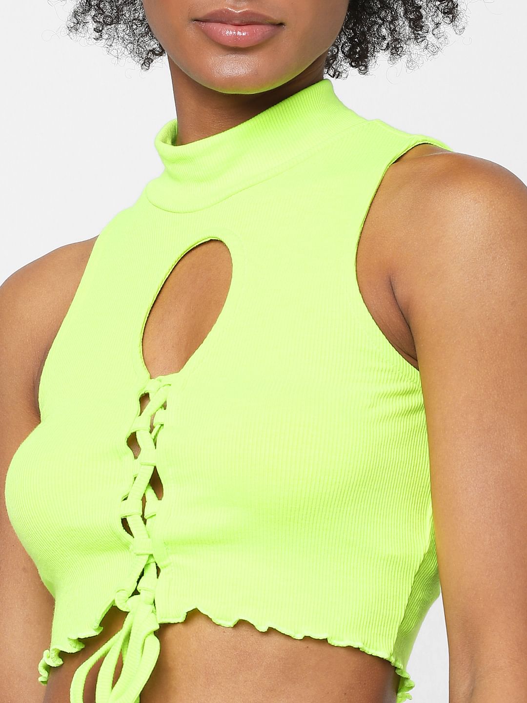 Yellow Cut Out Crop Top