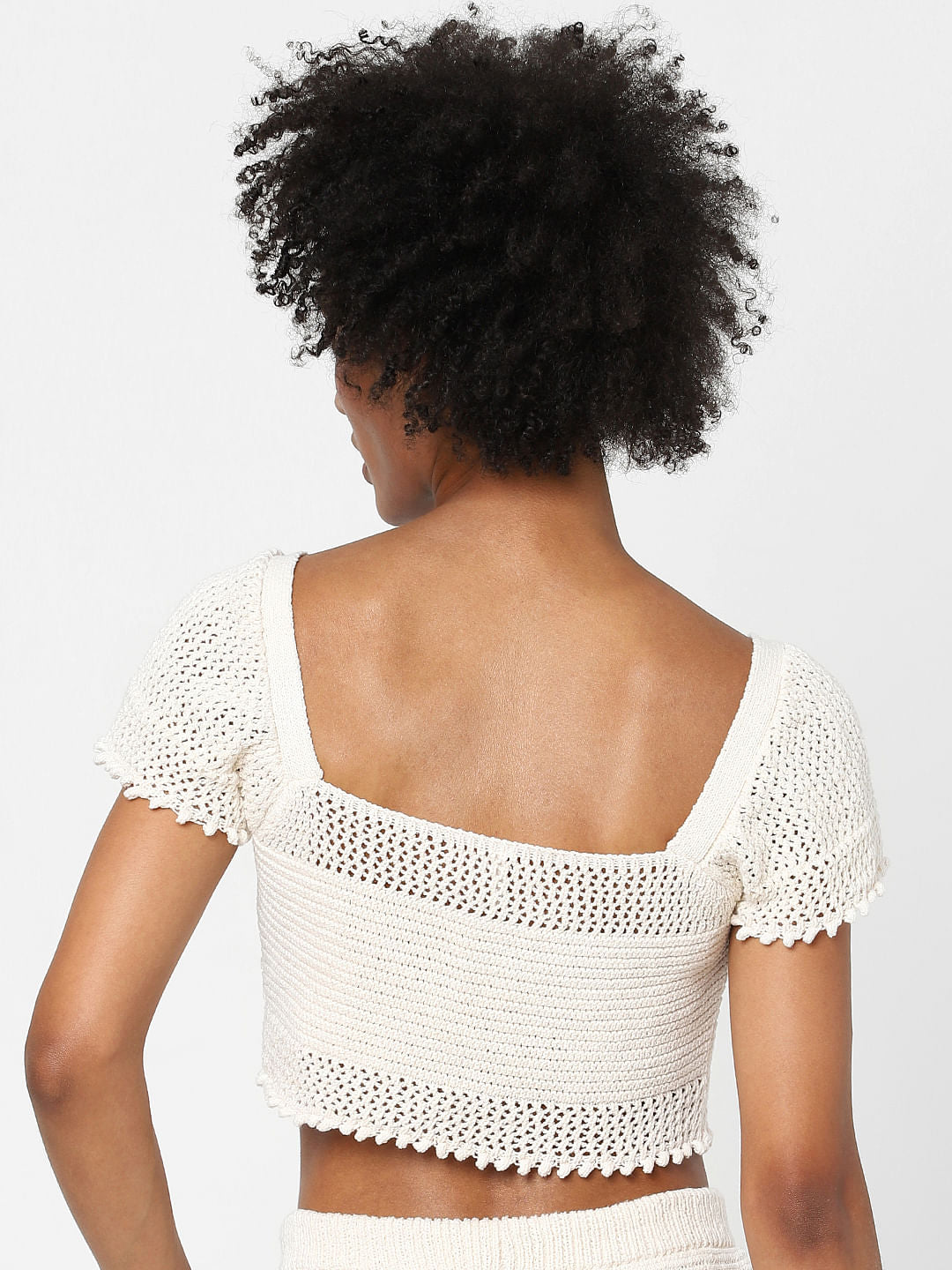 Off-White Crochet Co-Ord Crop Top