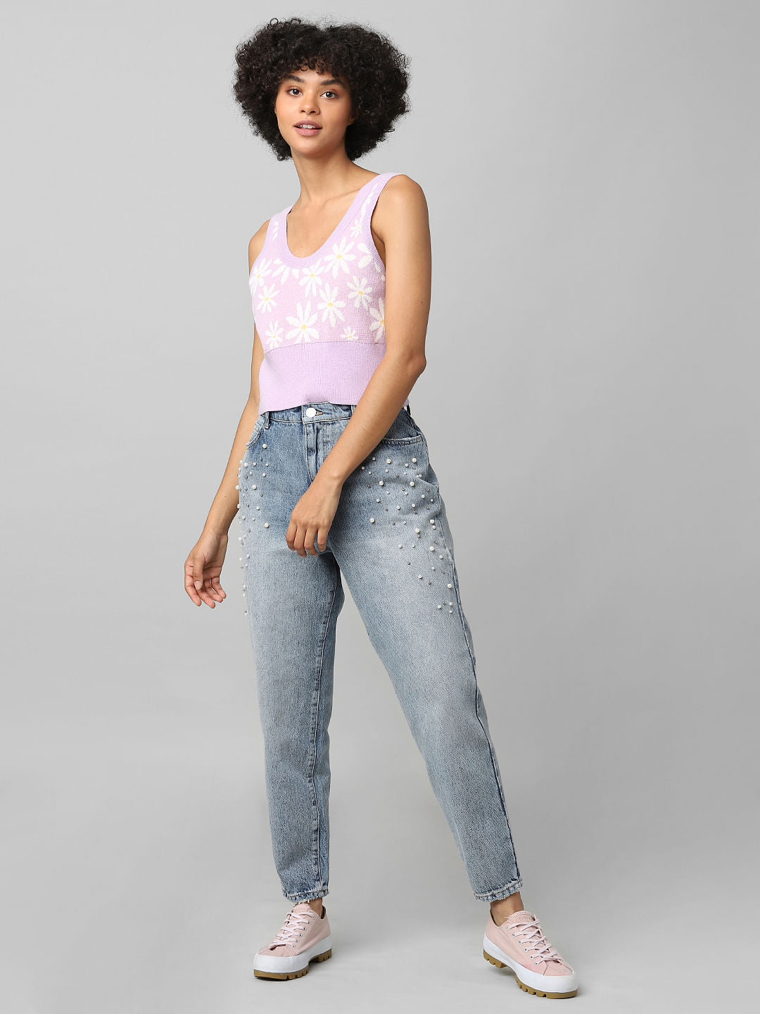 Purple Jacquard Knit Top