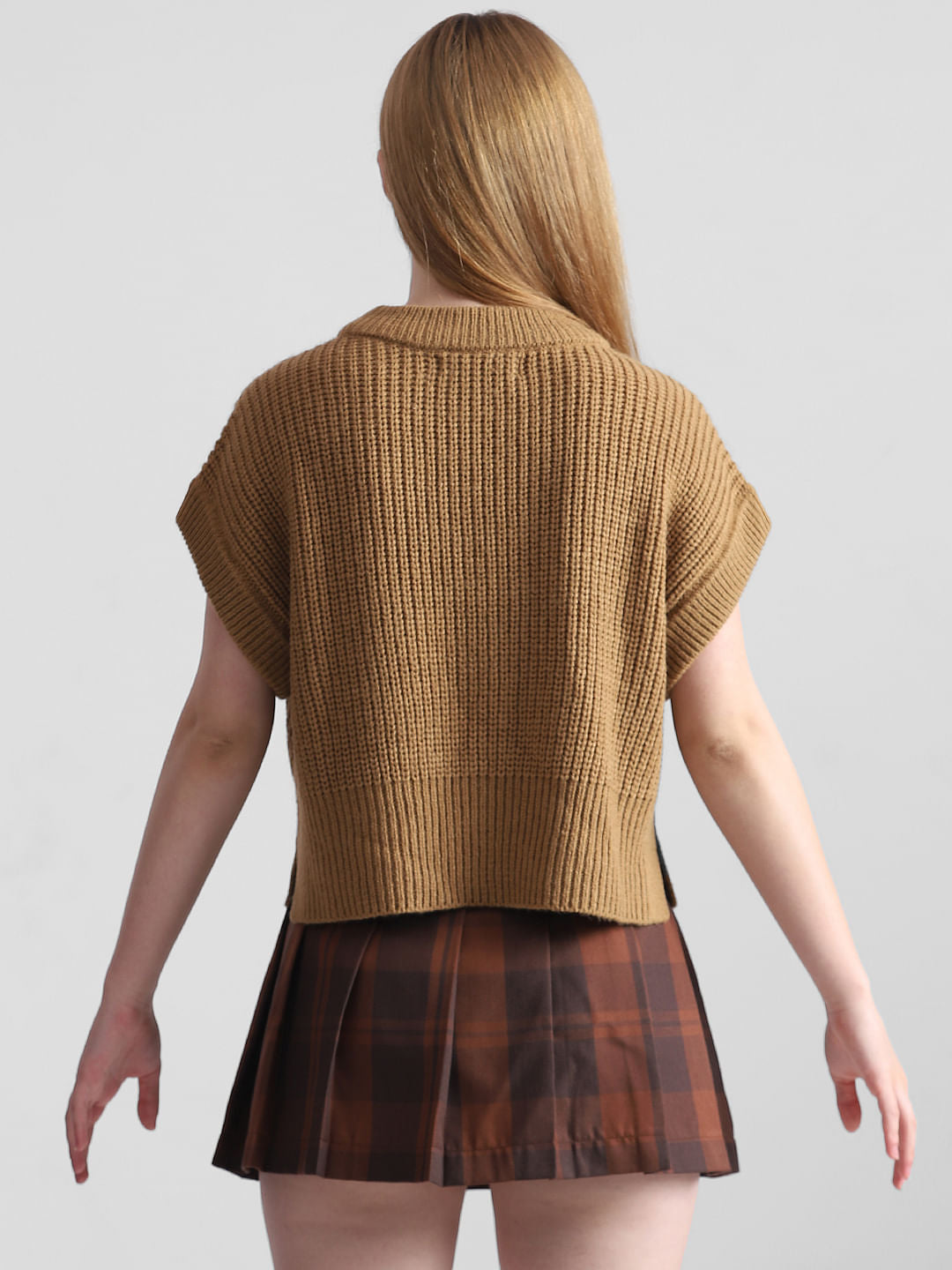 Brown Batwing Sleeves Pullover