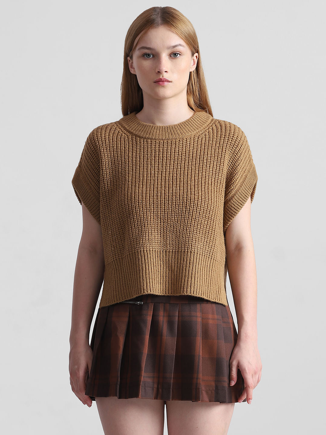 Brown Batwing Sleeves Pullover