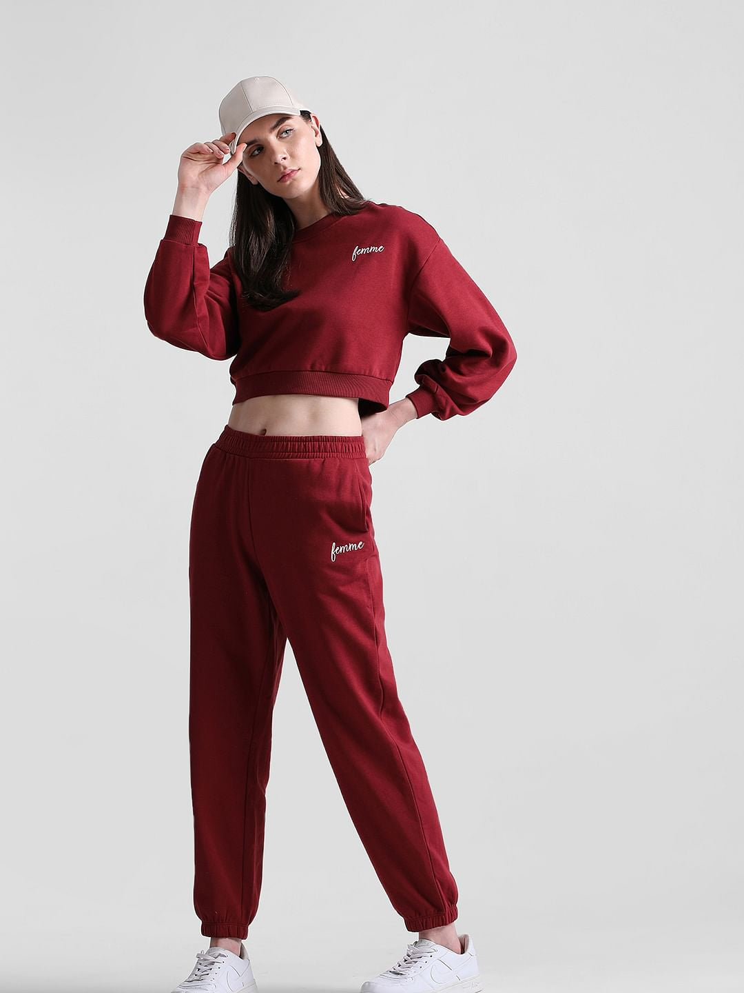 Maroon Mid Rise Joggers