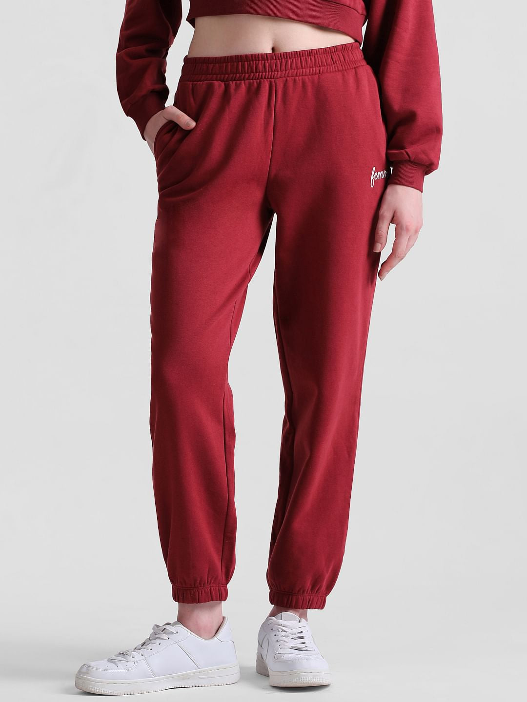 Maroon Mid Rise Joggers