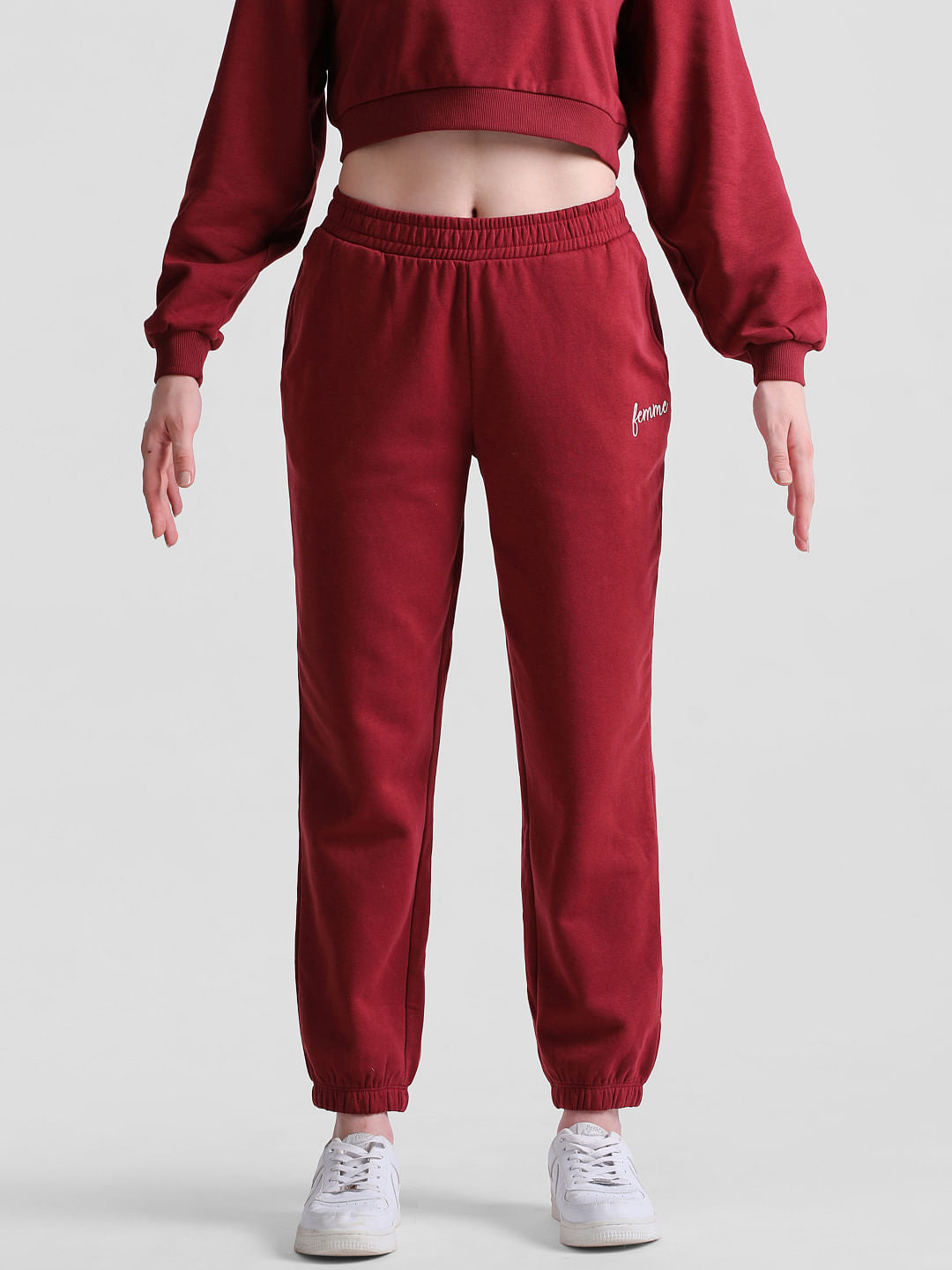 Maroon Mid Rise Joggers