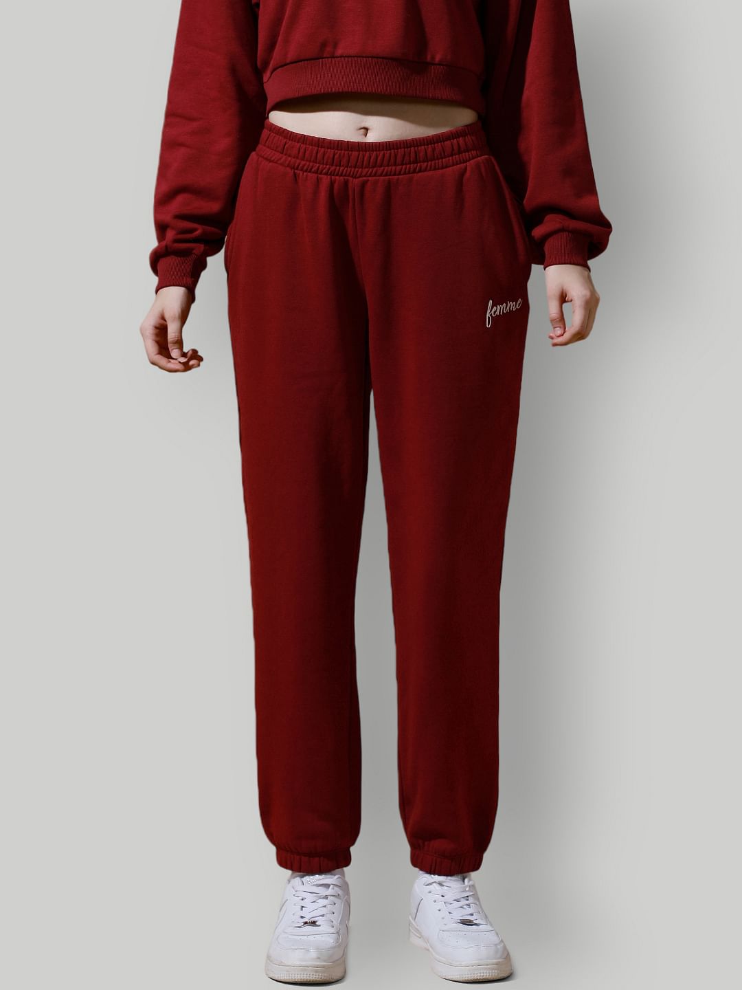 Maroon Mid Rise Joggers