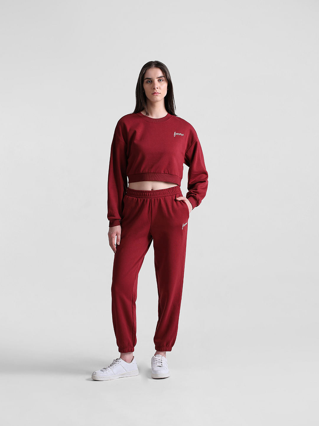 Maroon Cropped Sweatshirt