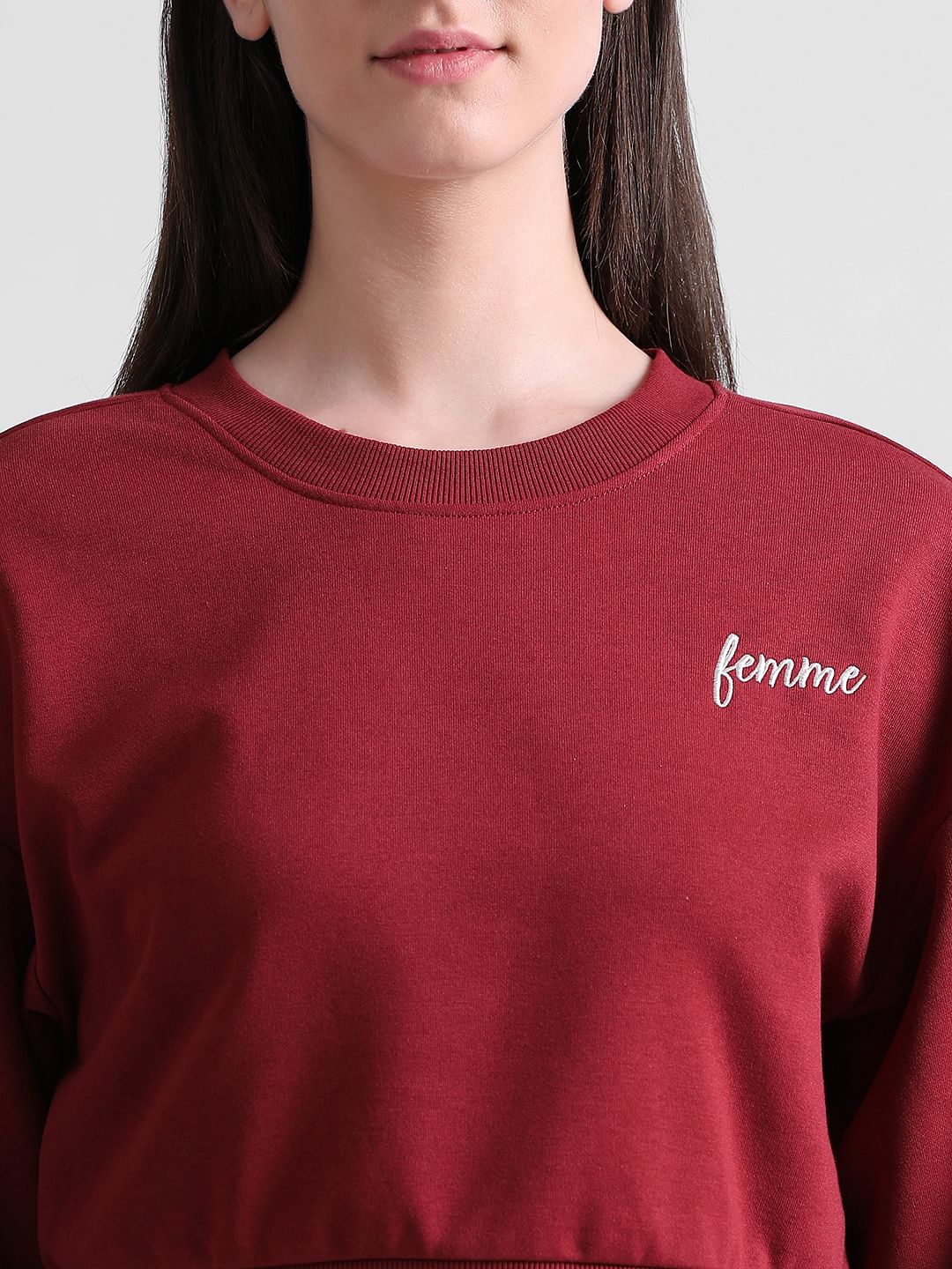 Maroon Cropped Sweatshirt