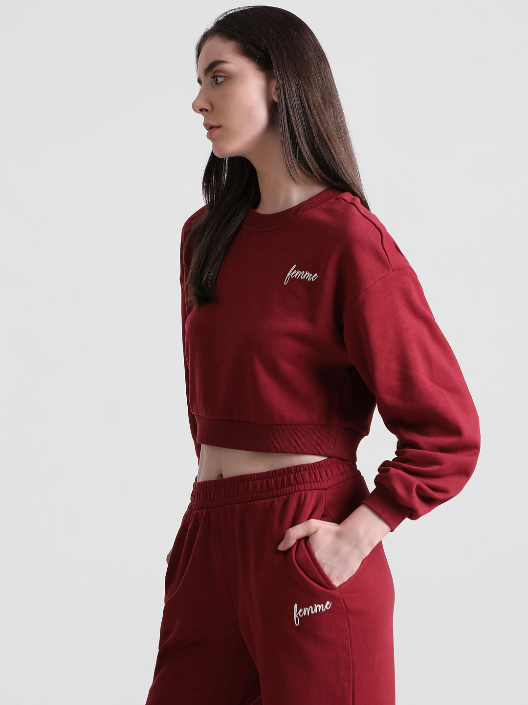Maroon Cropped Sweatshirt