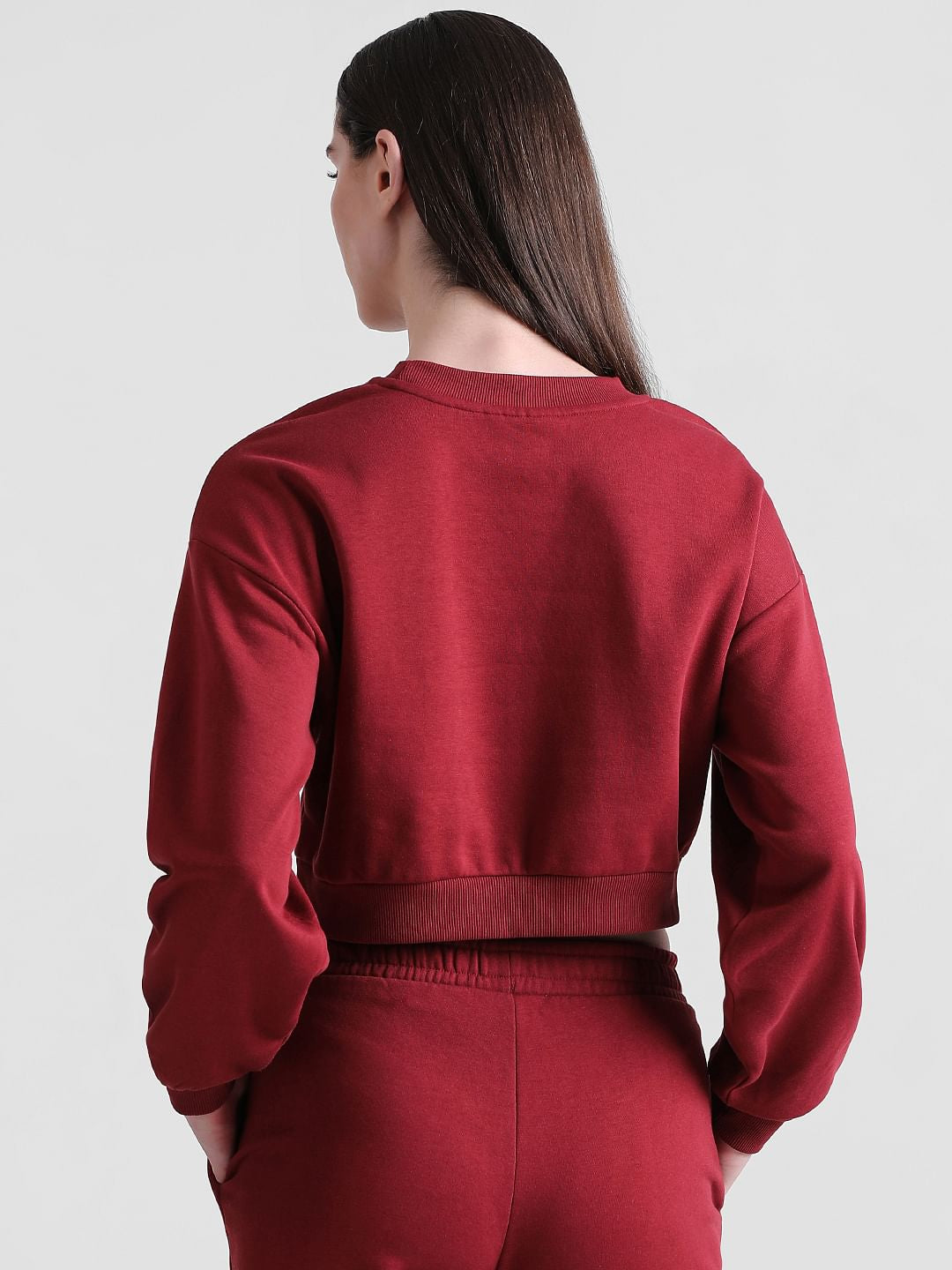 Maroon Cropped Sweatshirt