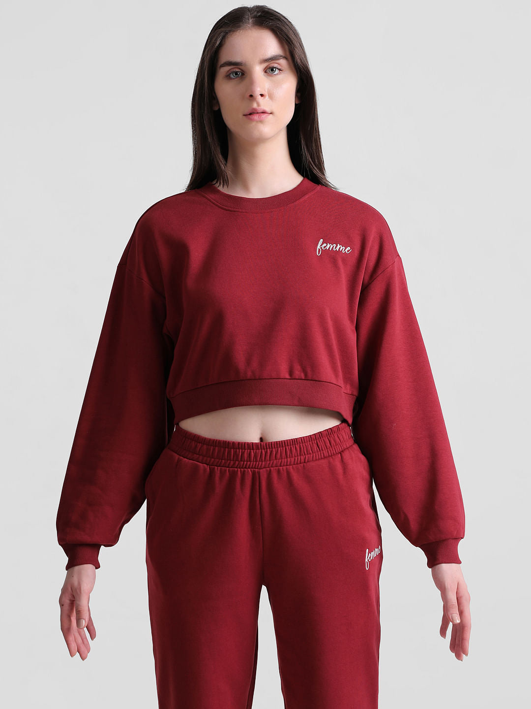 Maroon Cropped Sweatshirt