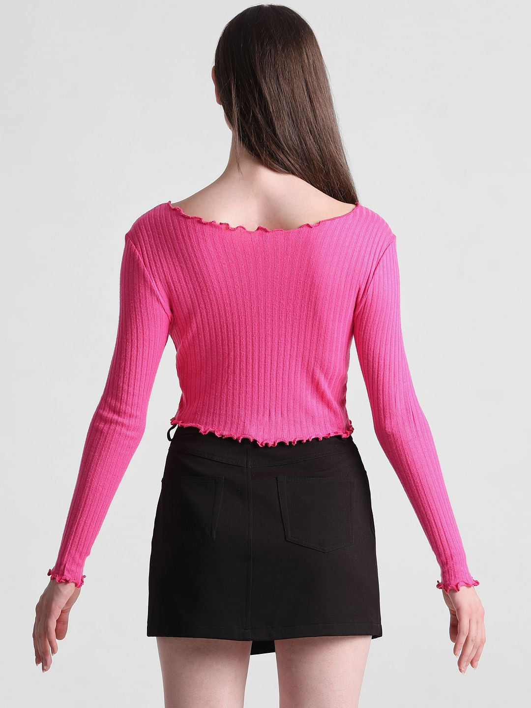 Fuchsia Ribbed Cropped Top