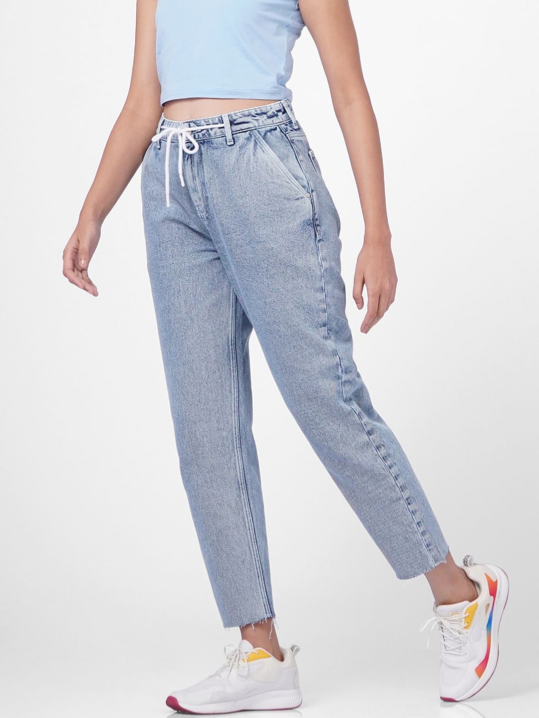 Blue Mid Rise Baggy Jeans
