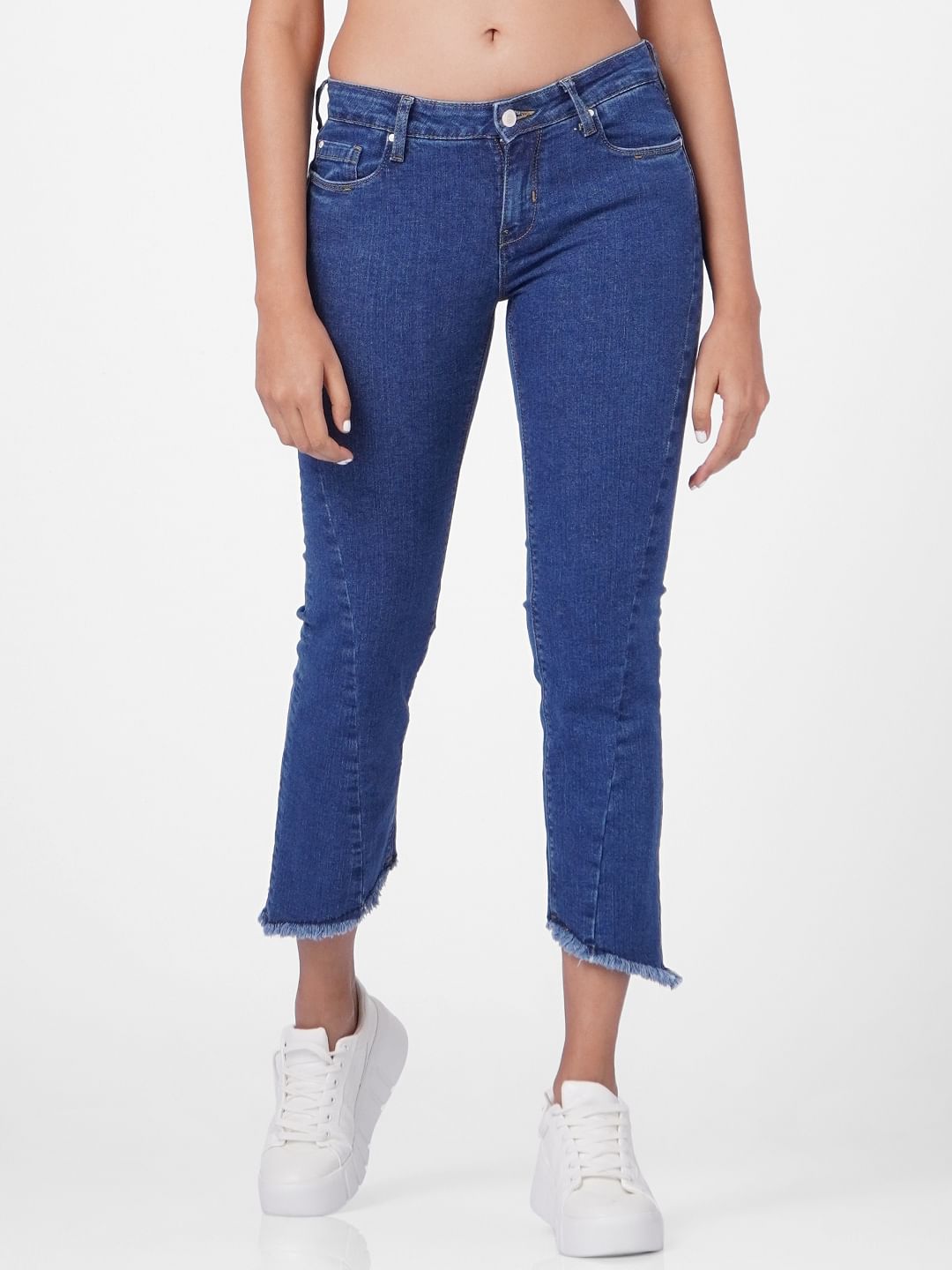 Blue High Rise Flared Jeans