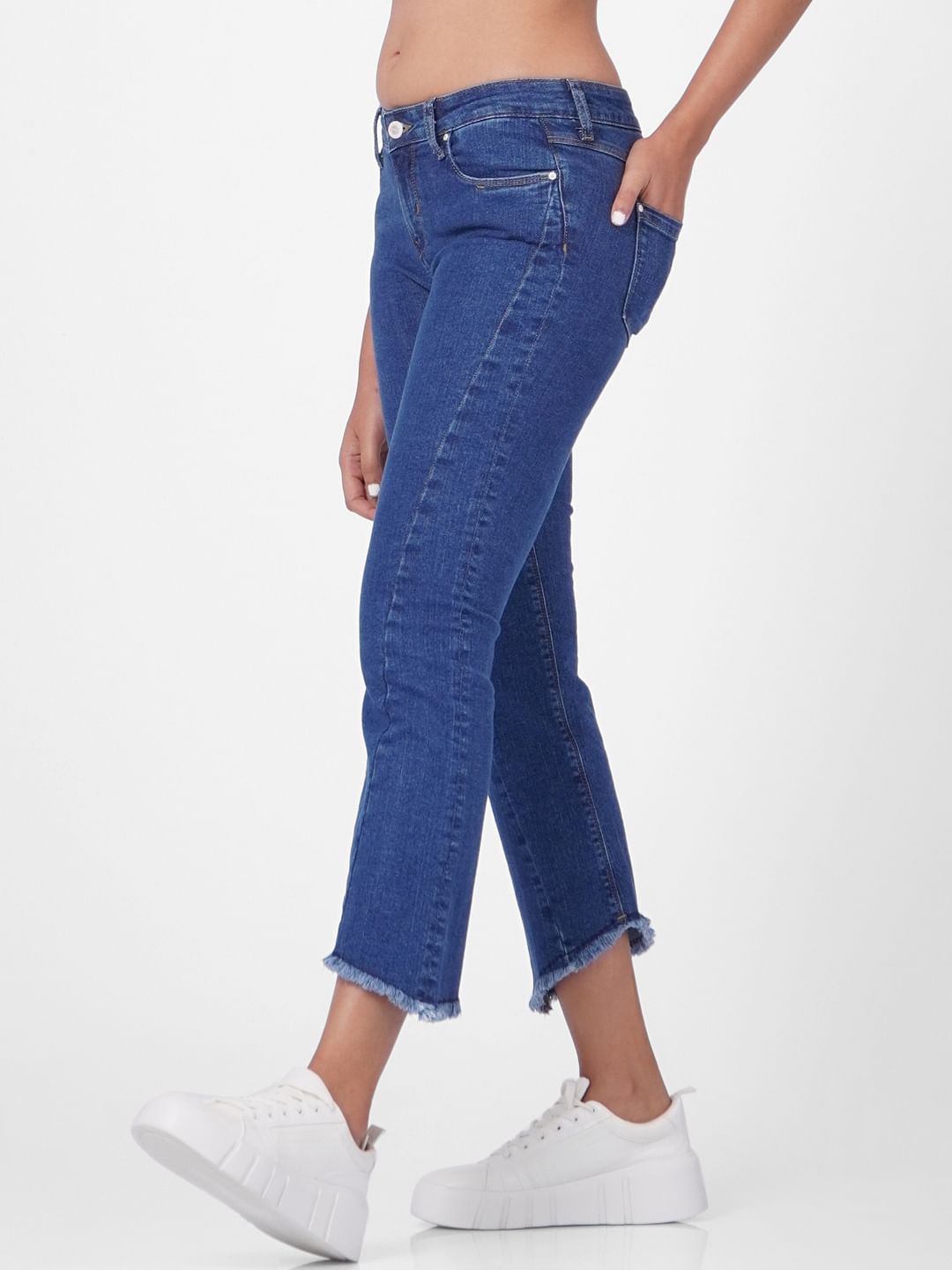 Blue High Rise Flared Jeans