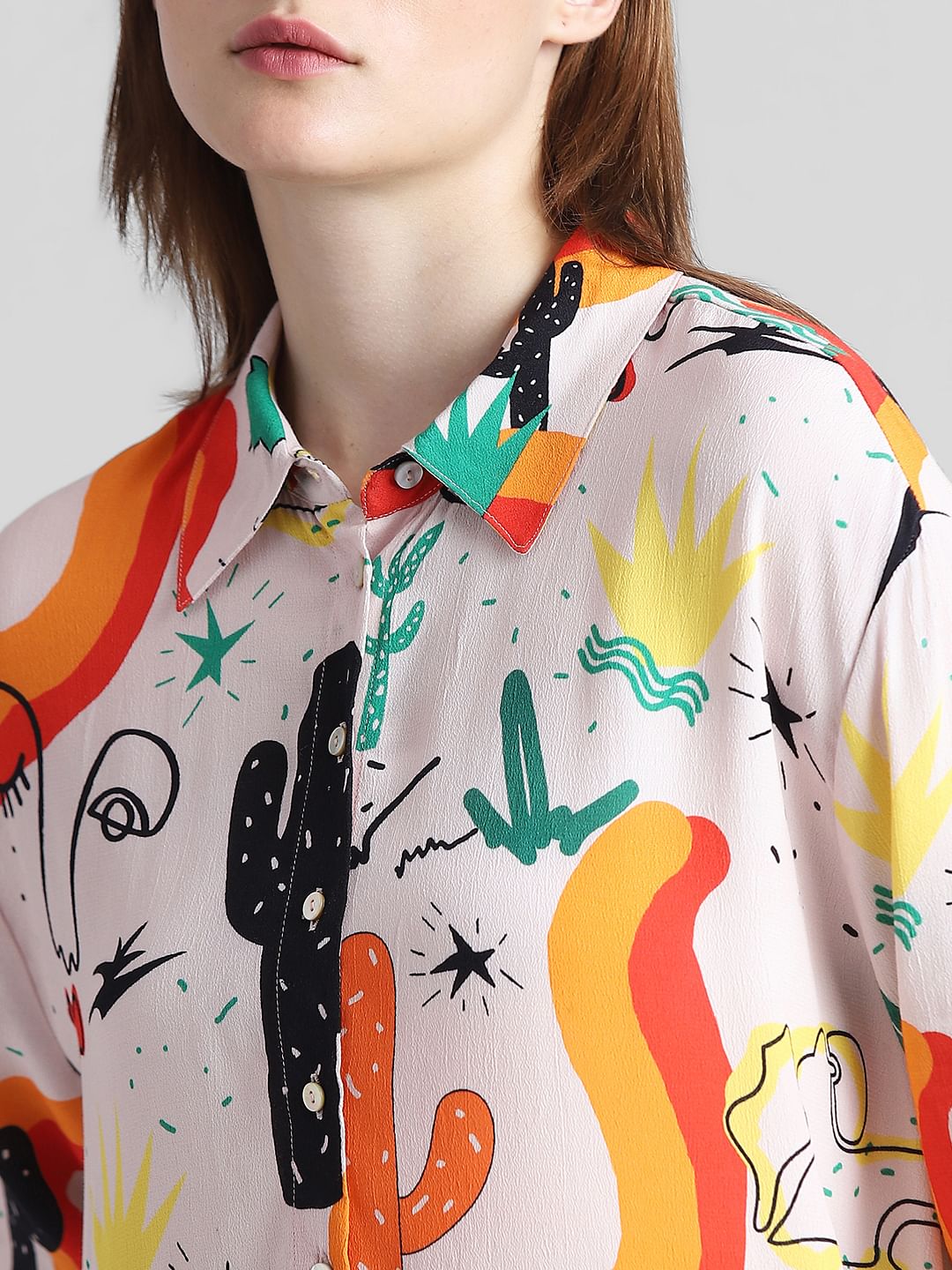 Cream Abstract Print Shirt