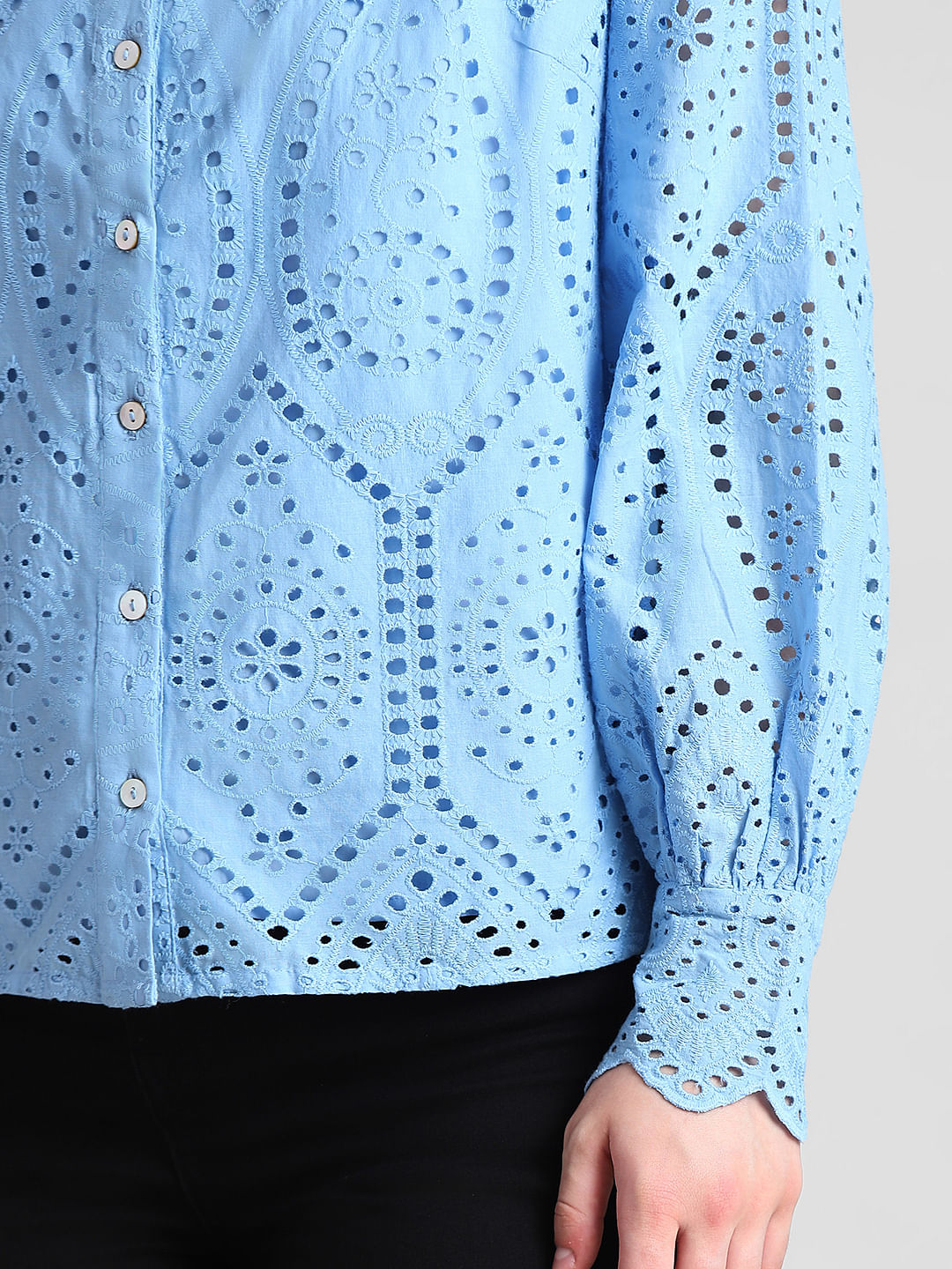 Light Blue Schiffli Shirt