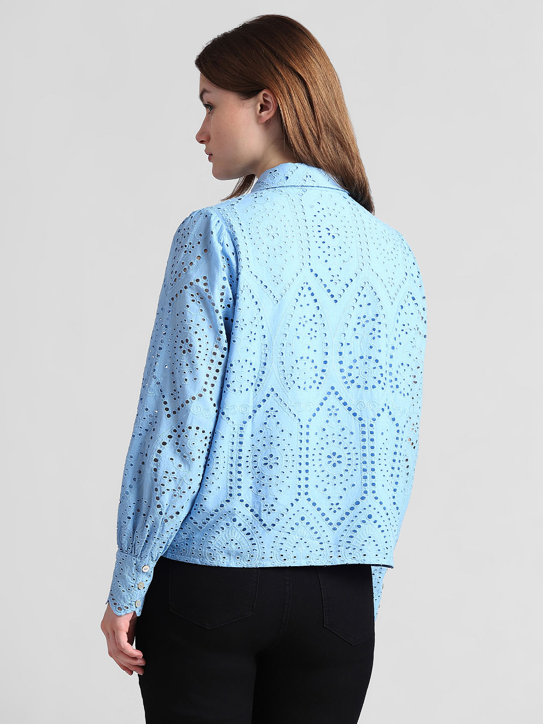 Light Blue Schiffli Shirt