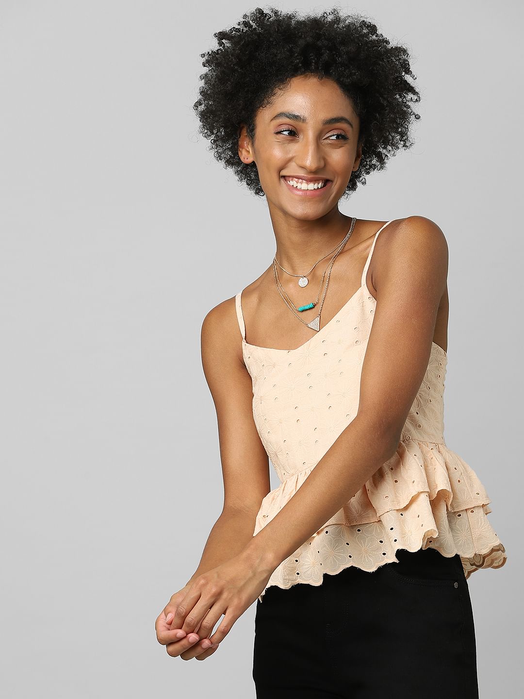 Brown Frill Detail Top