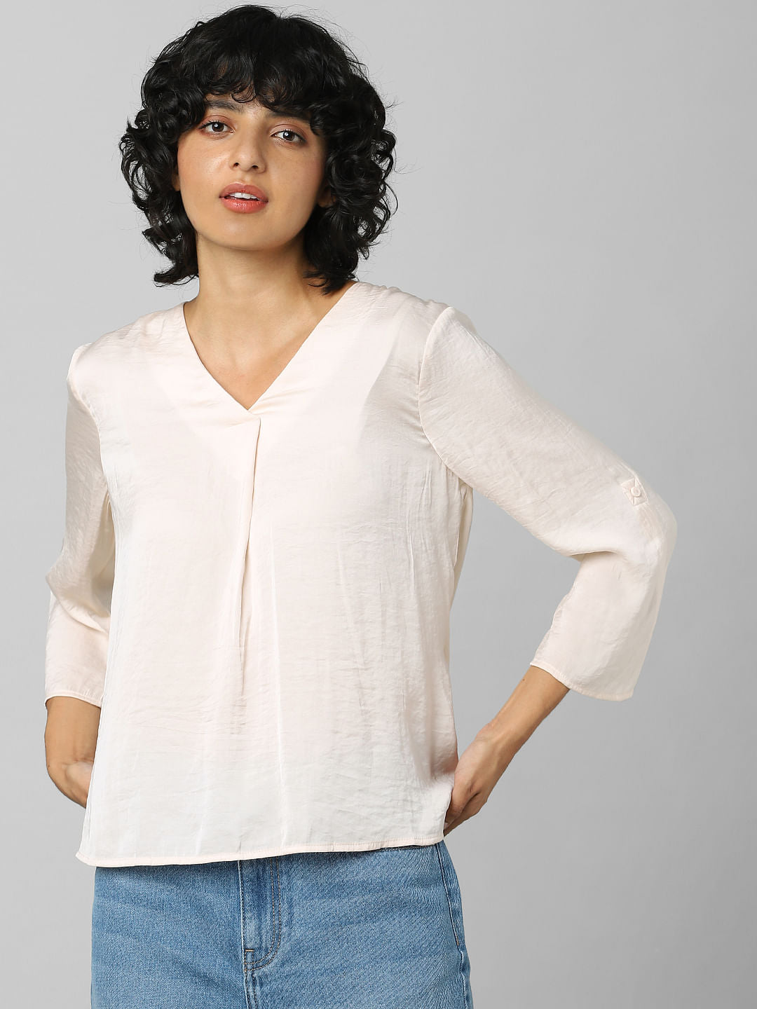 Pink Textured Satin Top