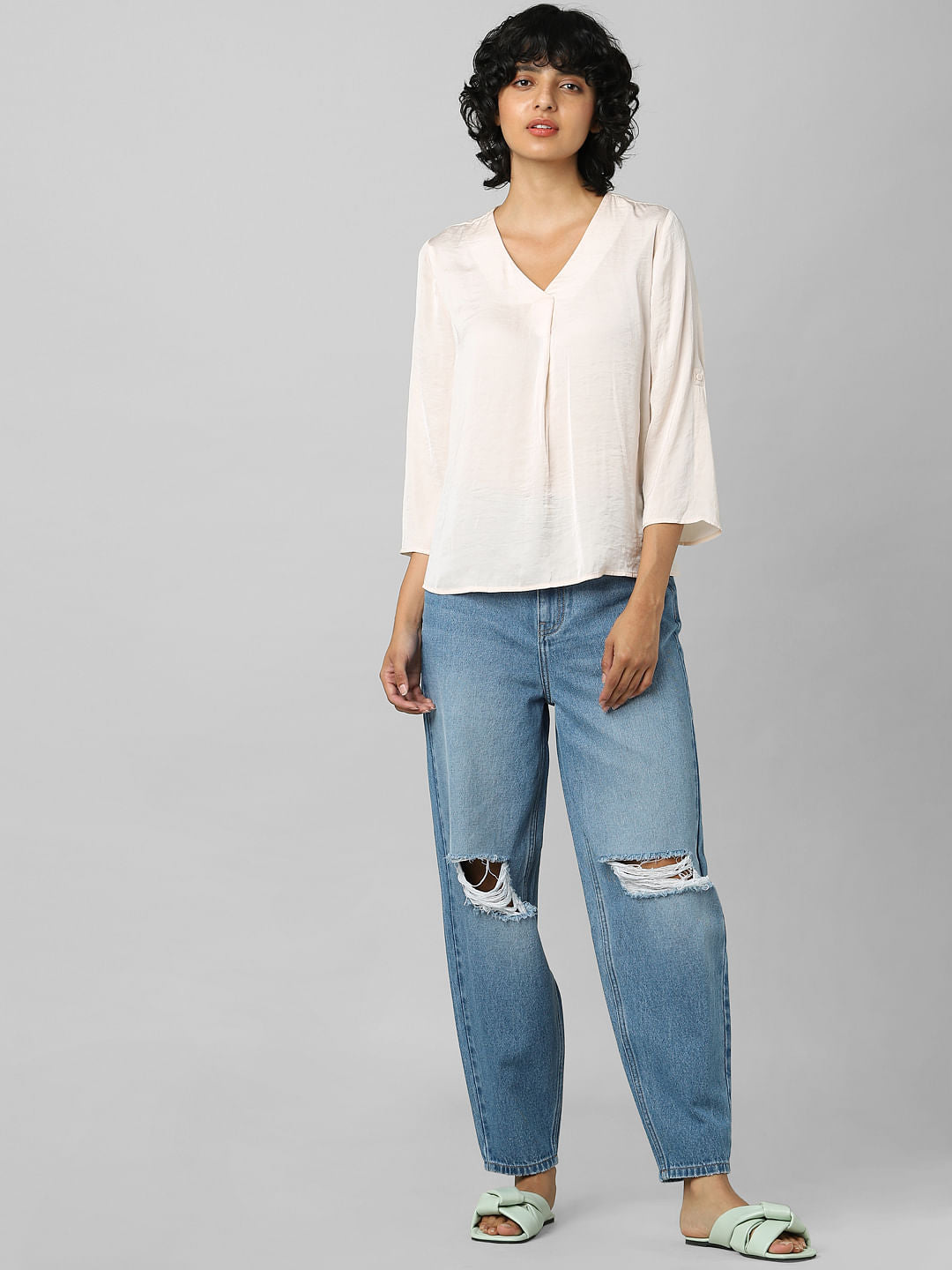 Pink Textured Satin Top