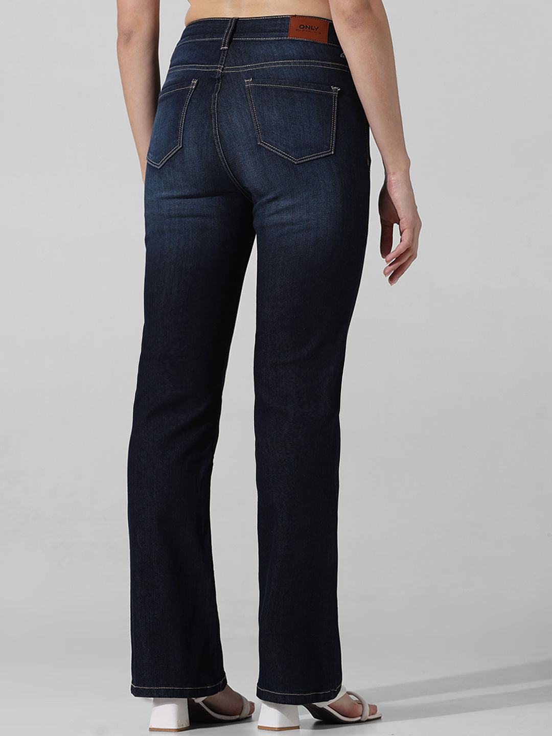 Dark Blue Mid Rise Tulga Flared Jeans