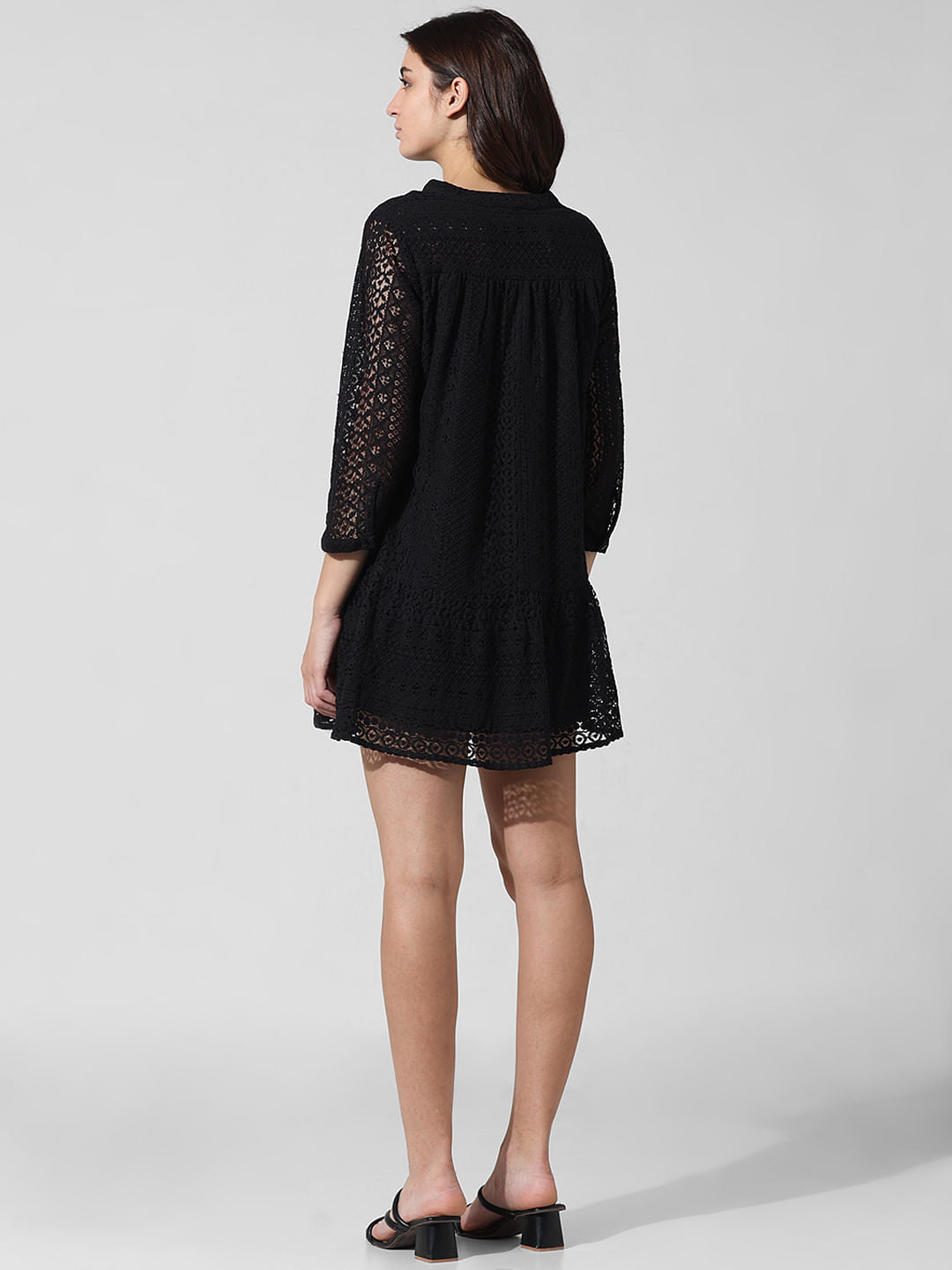 Black Lace Flared Dress