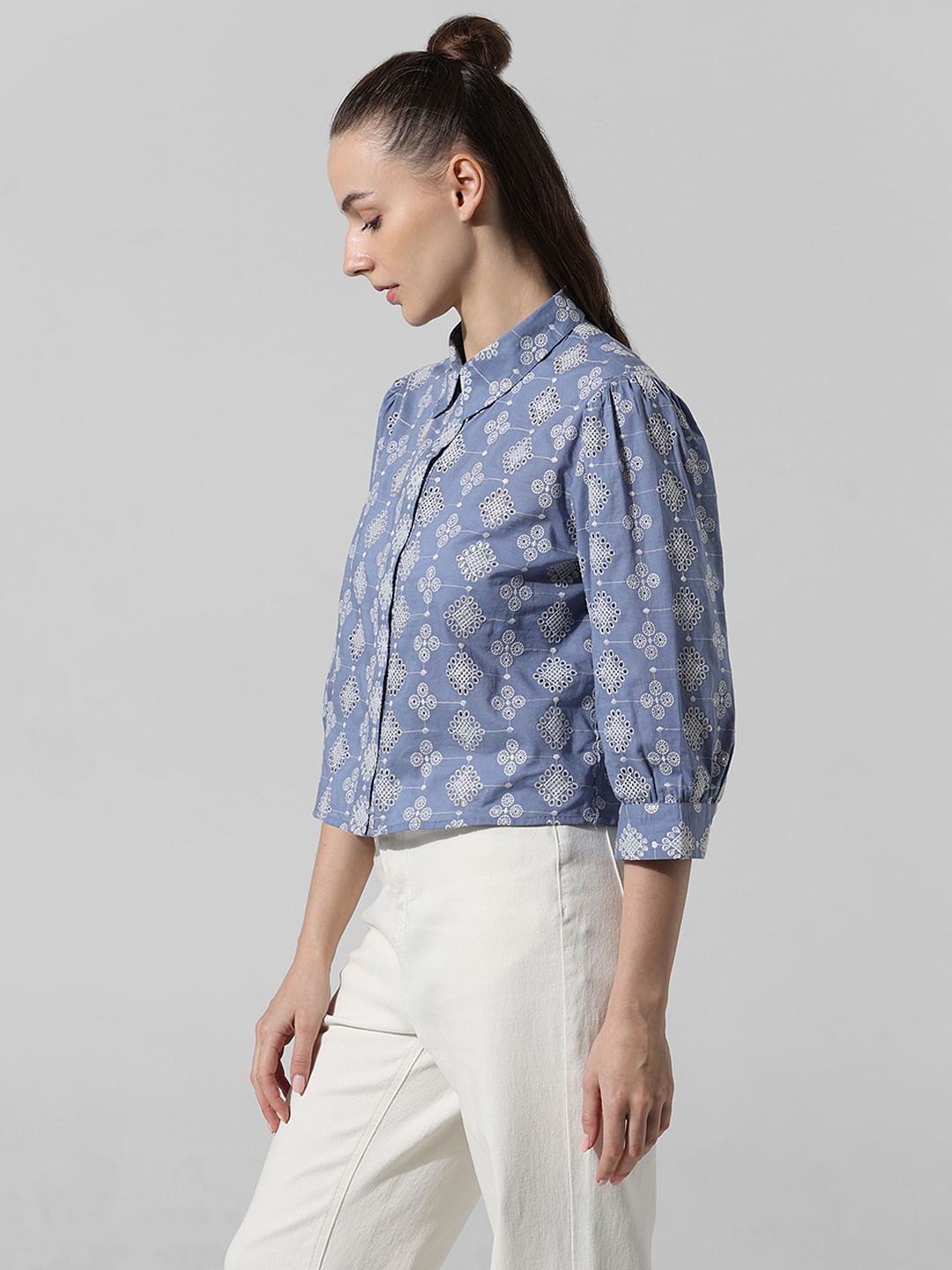 Blue Schiffli Shirt