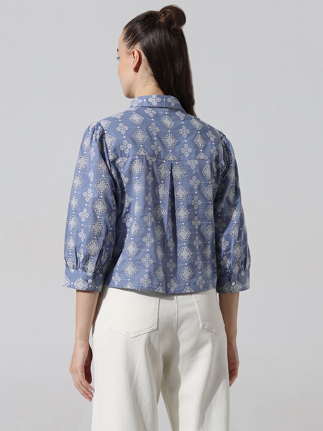 Blue Schiffli Shirt