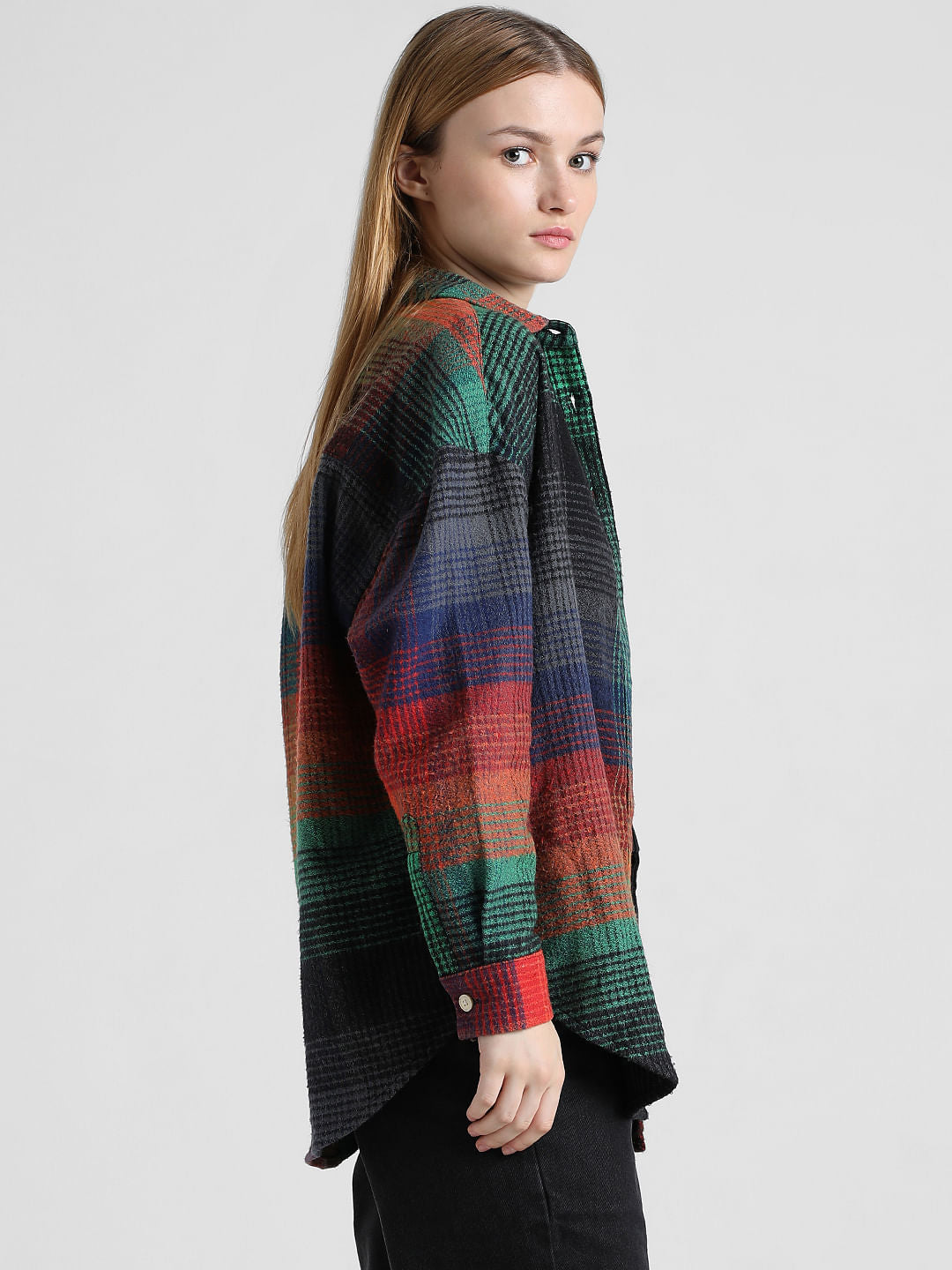 Multi-Colour Check Oversized Overshirt