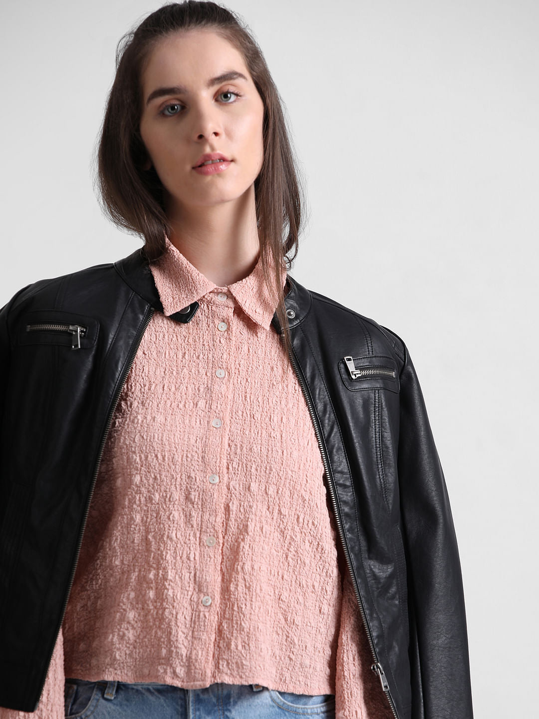 Pink Crinkled Textured Shirt