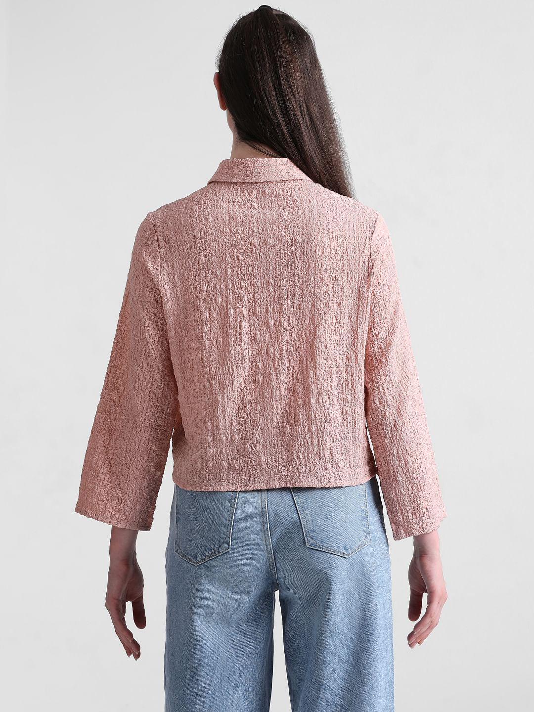 Pink Crinkled Textured Shirt