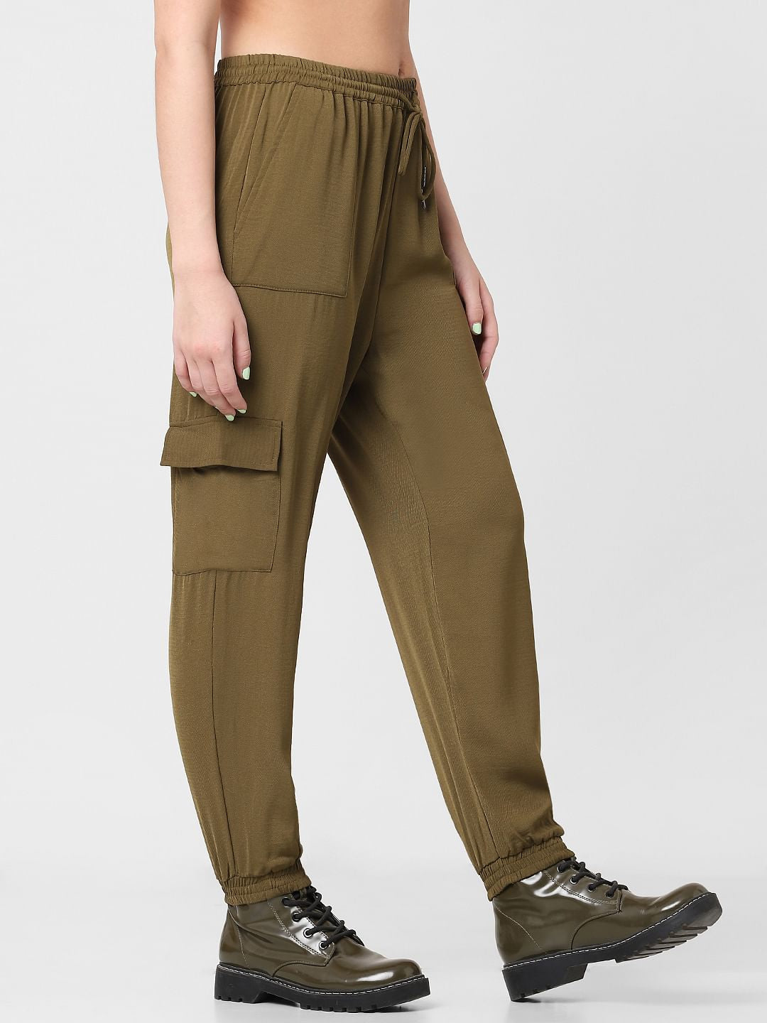 Olive Green Mid Rise Joggers