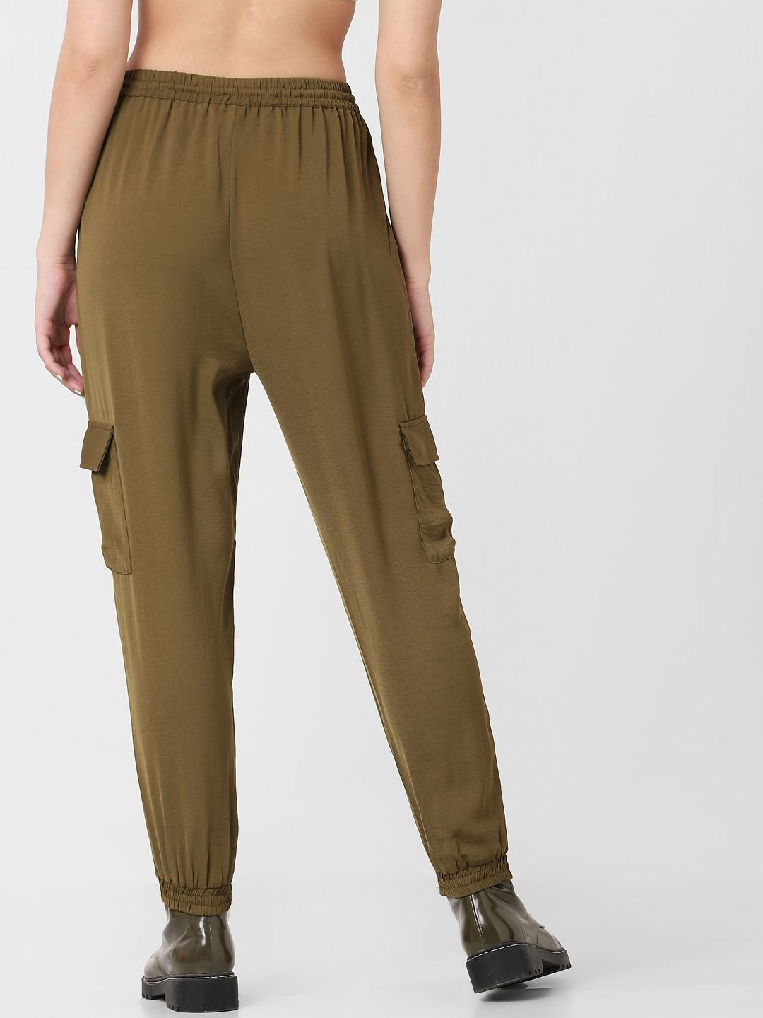 Olive Green Mid Rise Joggers