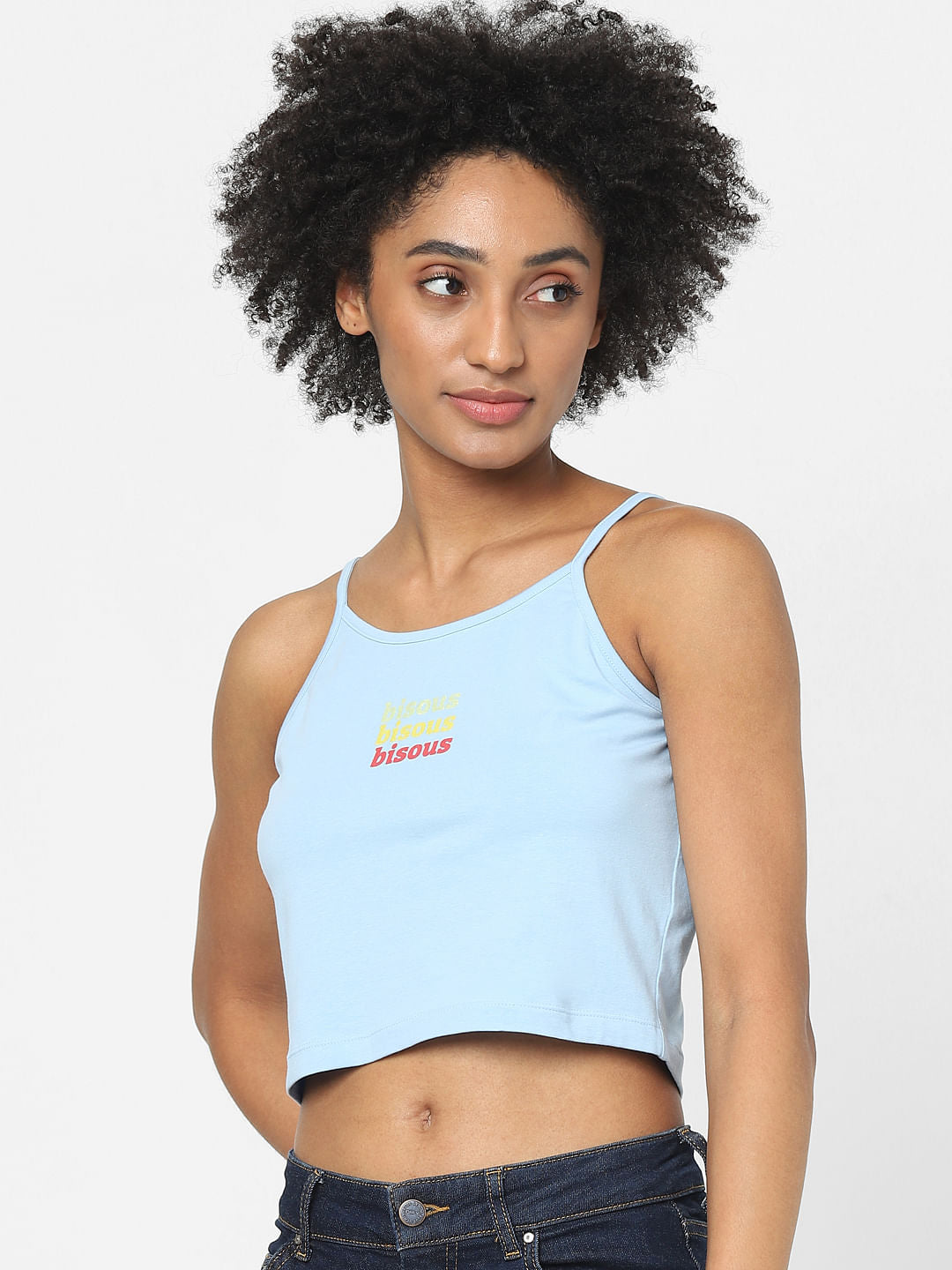 Blue Strappy Crop Top